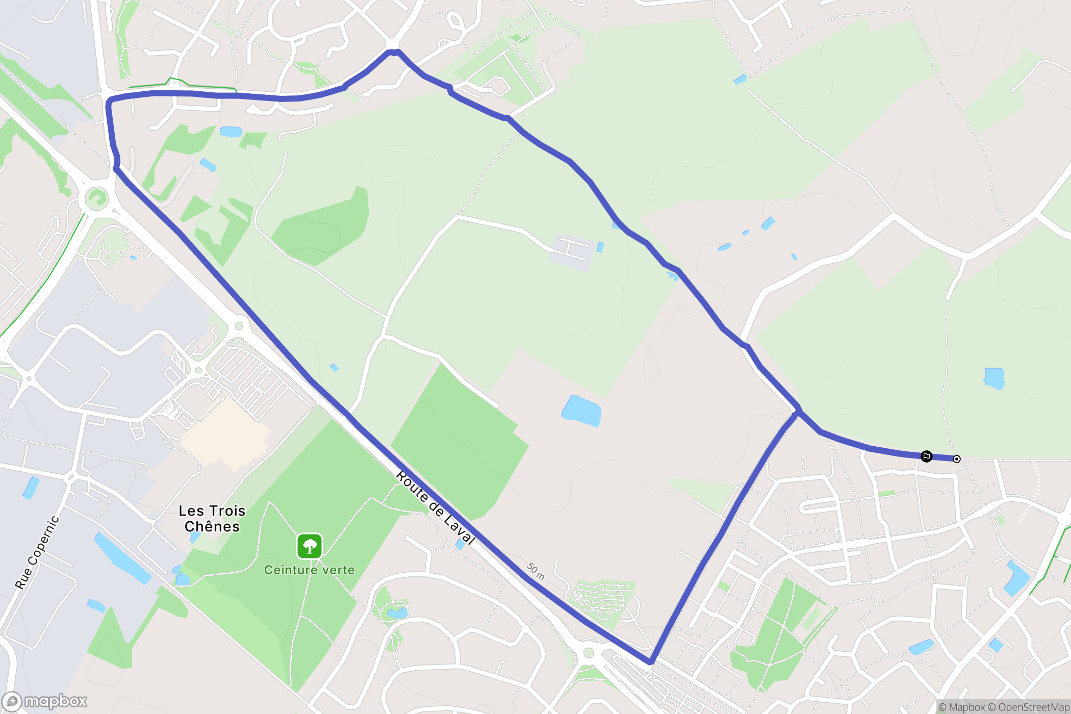 Avrillé : carte du parcours de randonnée - France