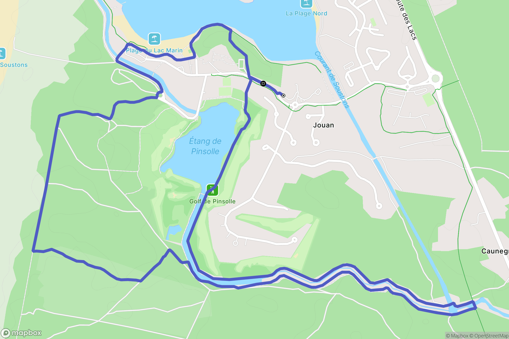 Soustons : carte du parcours de randonnée - France