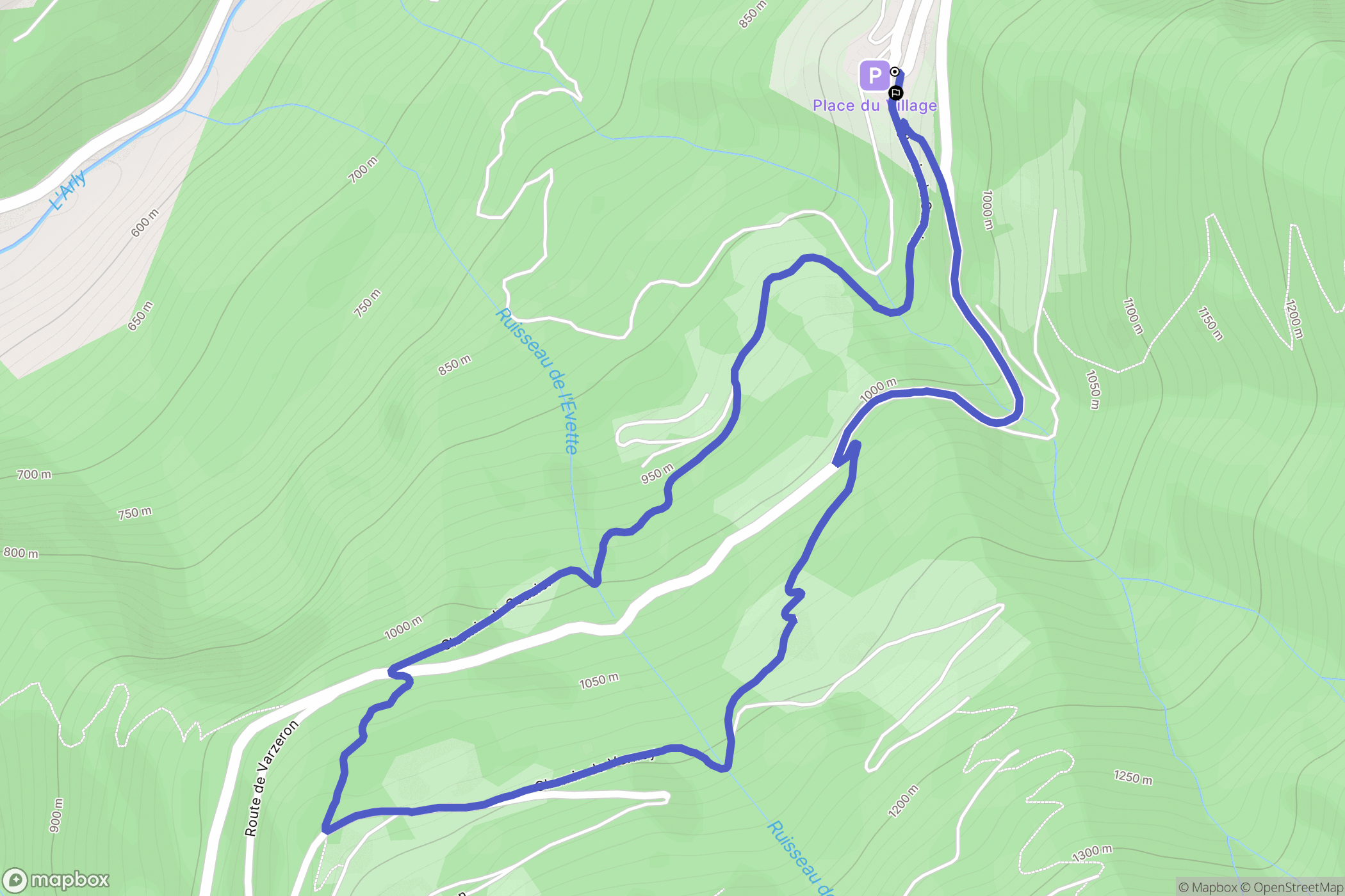 Cohennoz : carte du parcours de randonnée - France