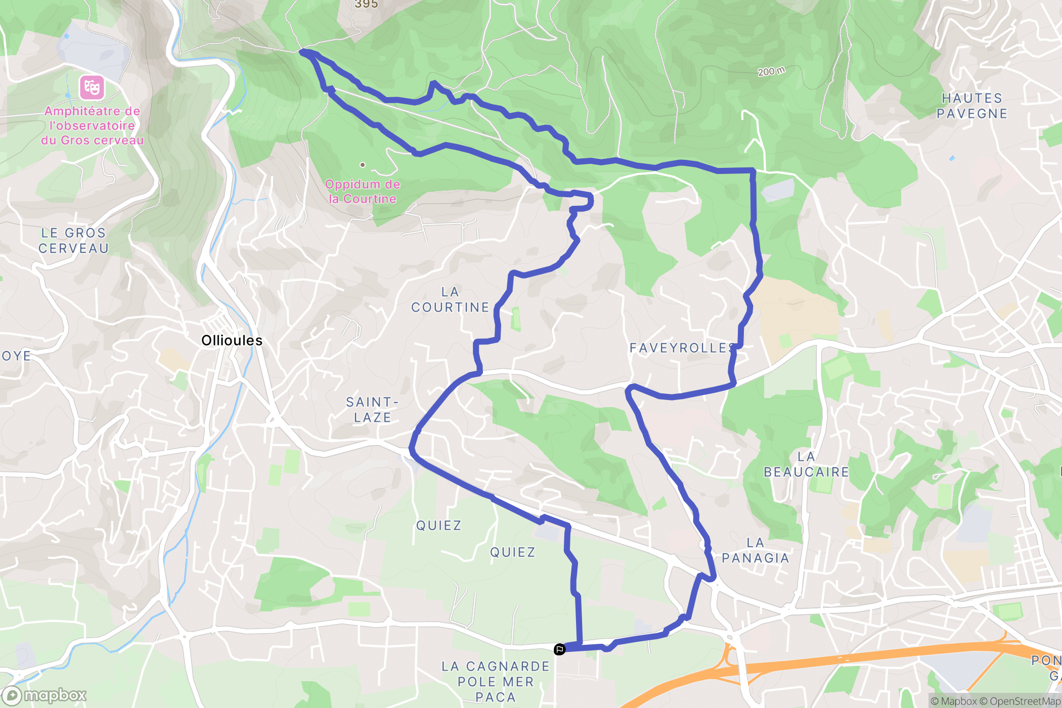 Ollioules : carte du parcours de randonnée - France