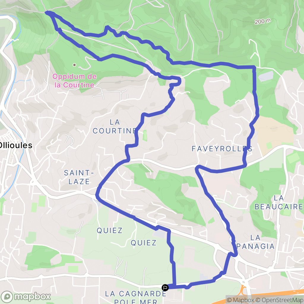 Ollioules : carte du parcours de randonnée - France