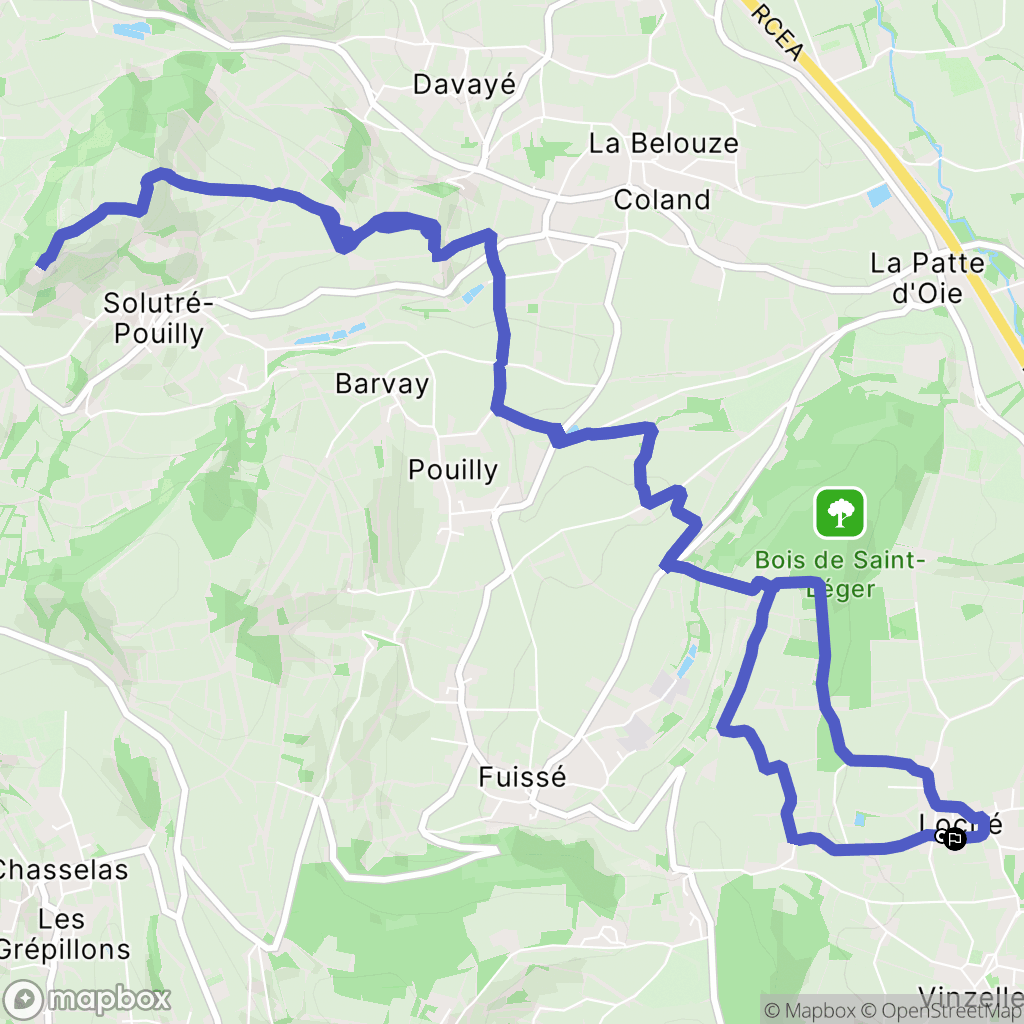 Mâcon : carte du parcours de randonnée - France