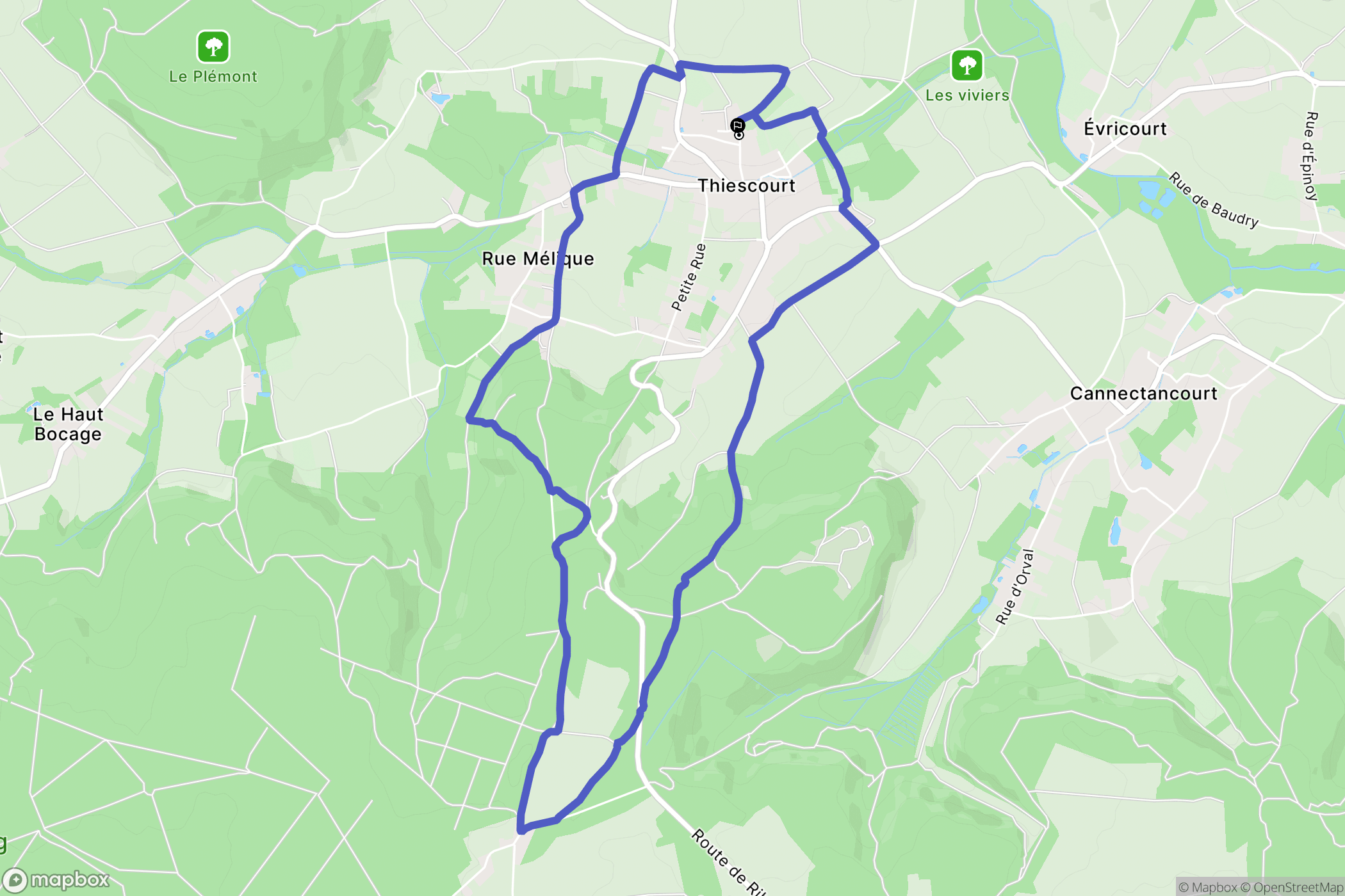 Thiescourt : carte du parcours de randonnée - France