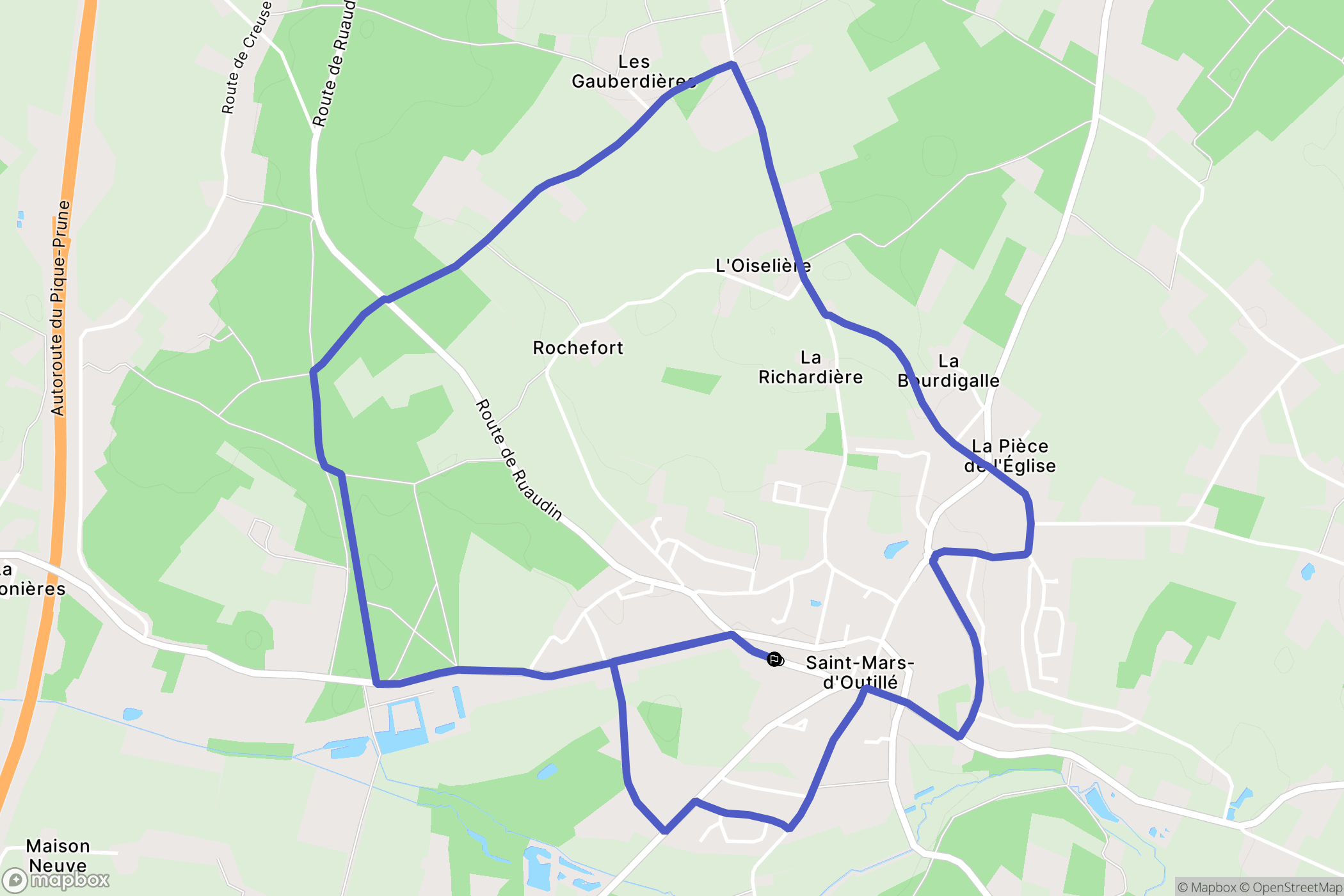 Saint-Mars-d'Outillé : carte du parcours de randonnée - France