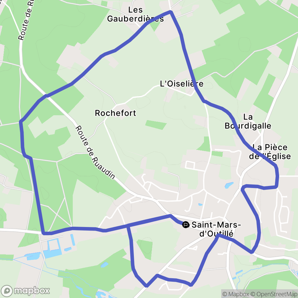 Saint-Mars-d'Outillé : carte du parcours de randonnée - France