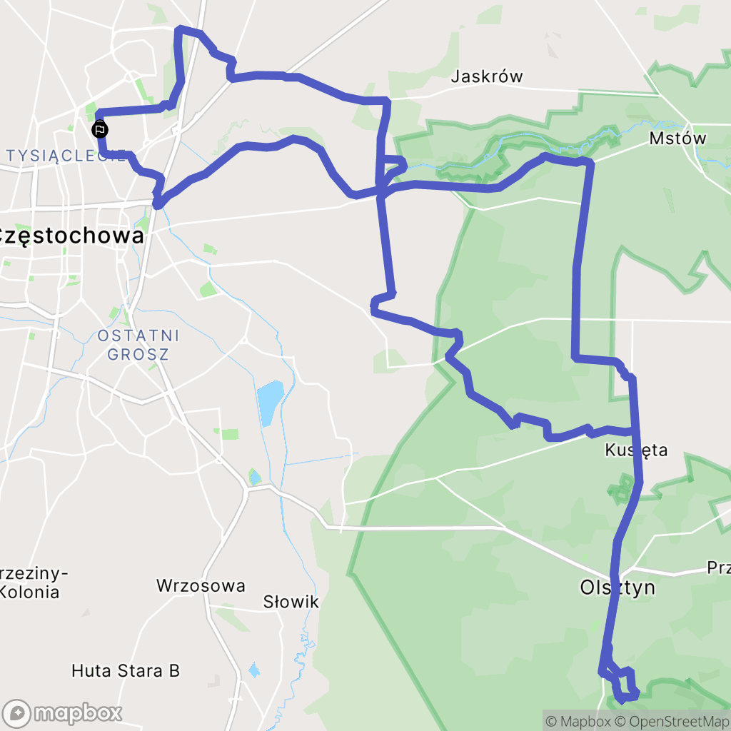 Częstochowa: mapa trasy - Poland
