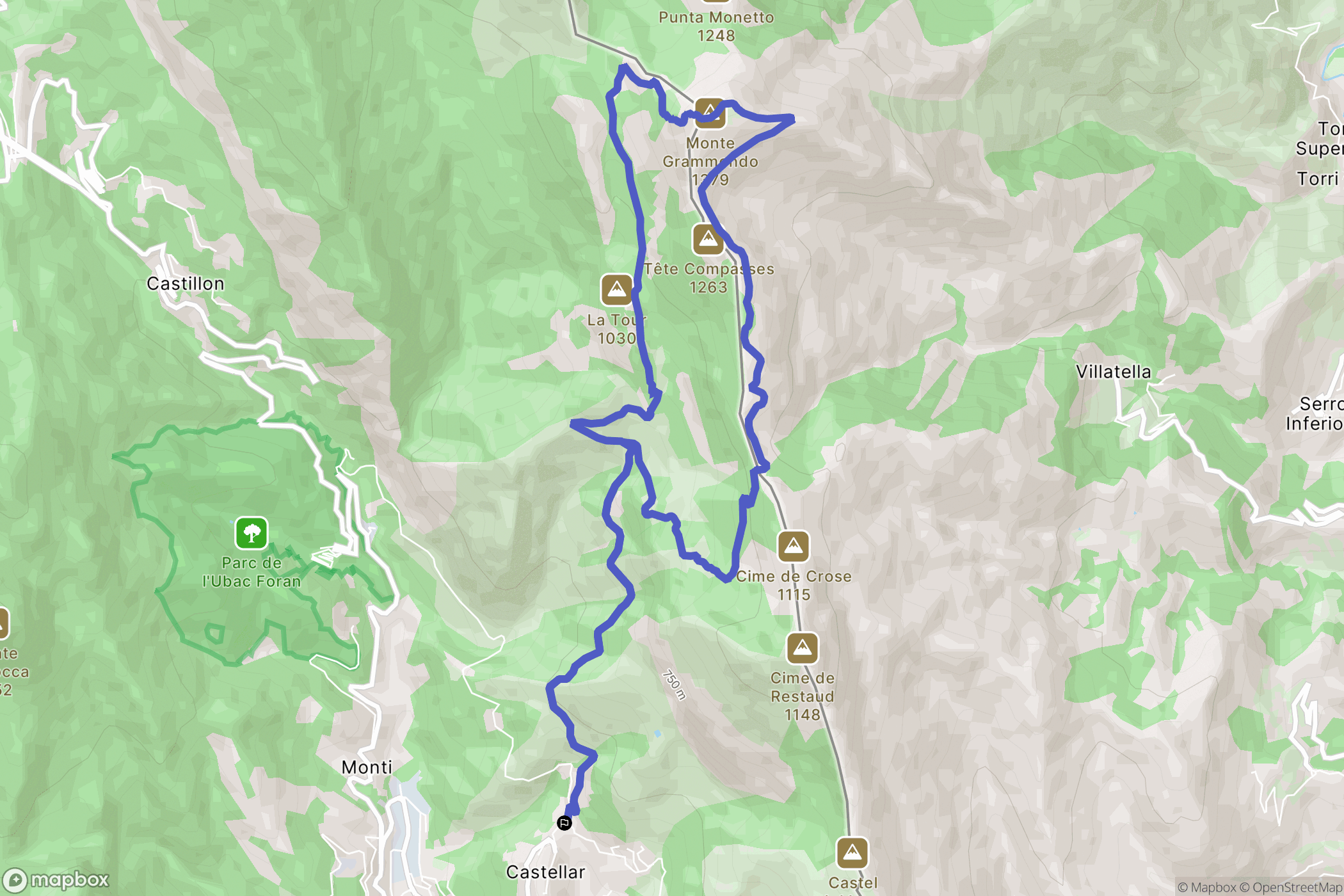 Castellar : carte du parcours de randonnée - France