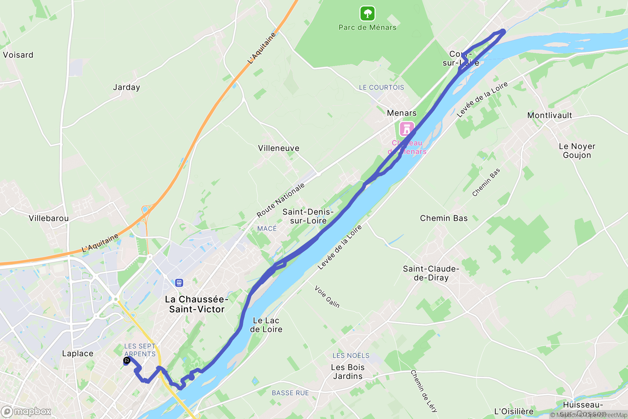 Blois : carte du parcours de randonnée - France