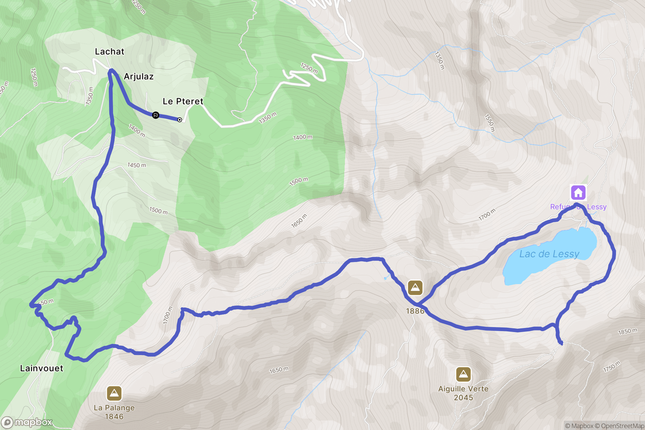 Glières-Val-de-Borne : carte du parcours de randonnée - France