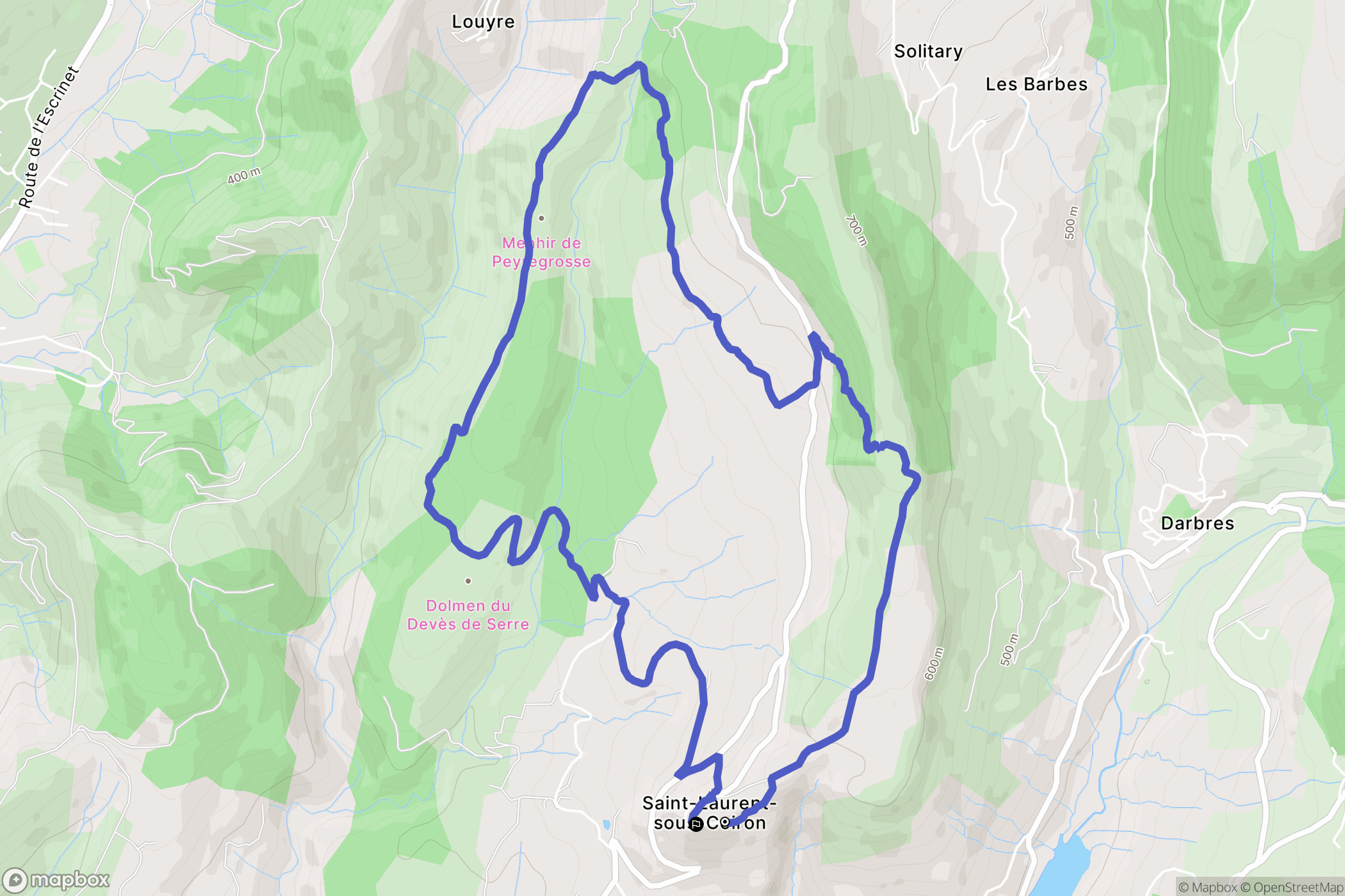 Saint-Laurent-sous-Coiron : carte du parcours de randonnée - France
