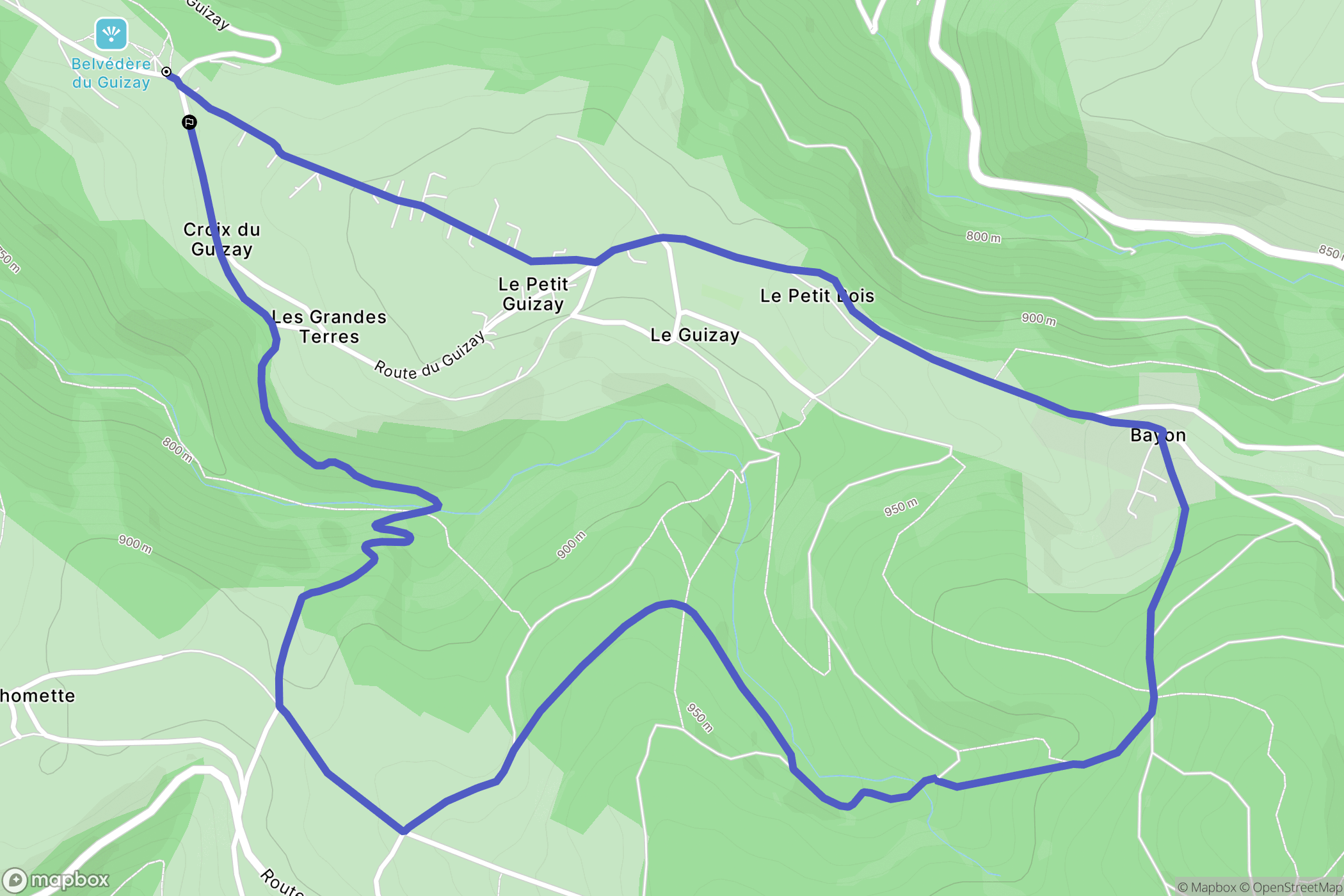 Planfoy : carte du parcours de randonnée - France