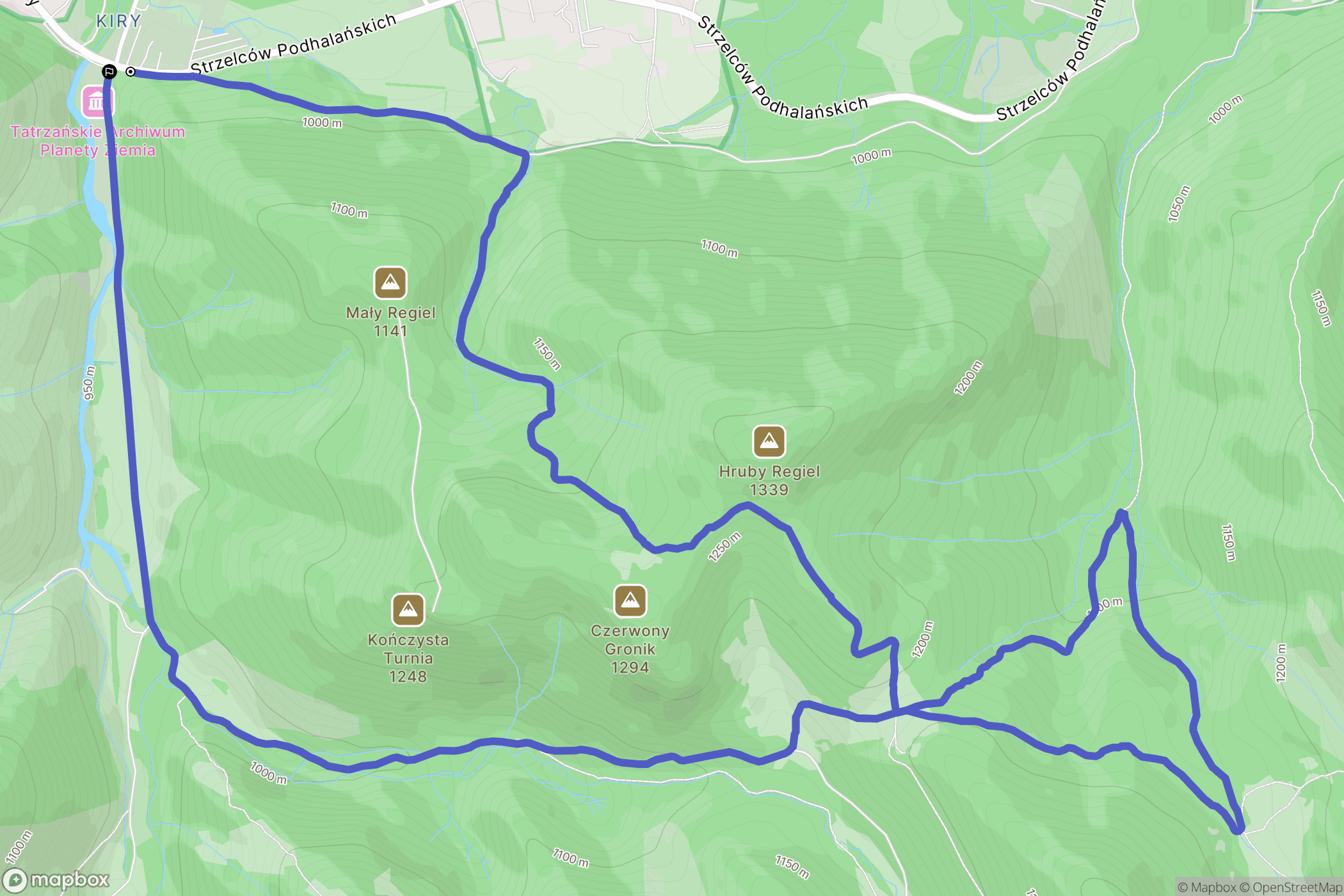Kościelisko: mapa trasy - Poland