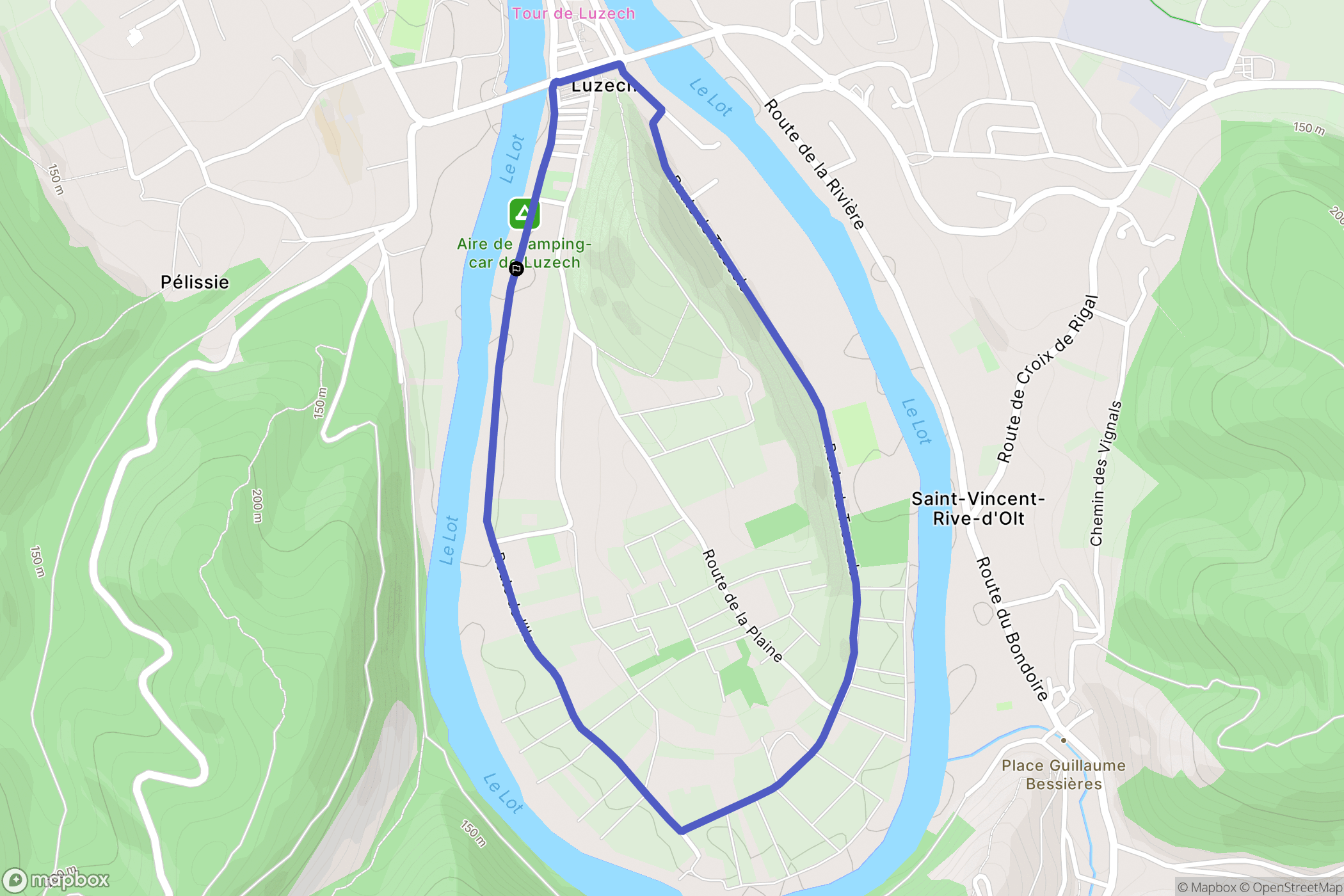 Luzech : carte du parcours de randonnée - France
