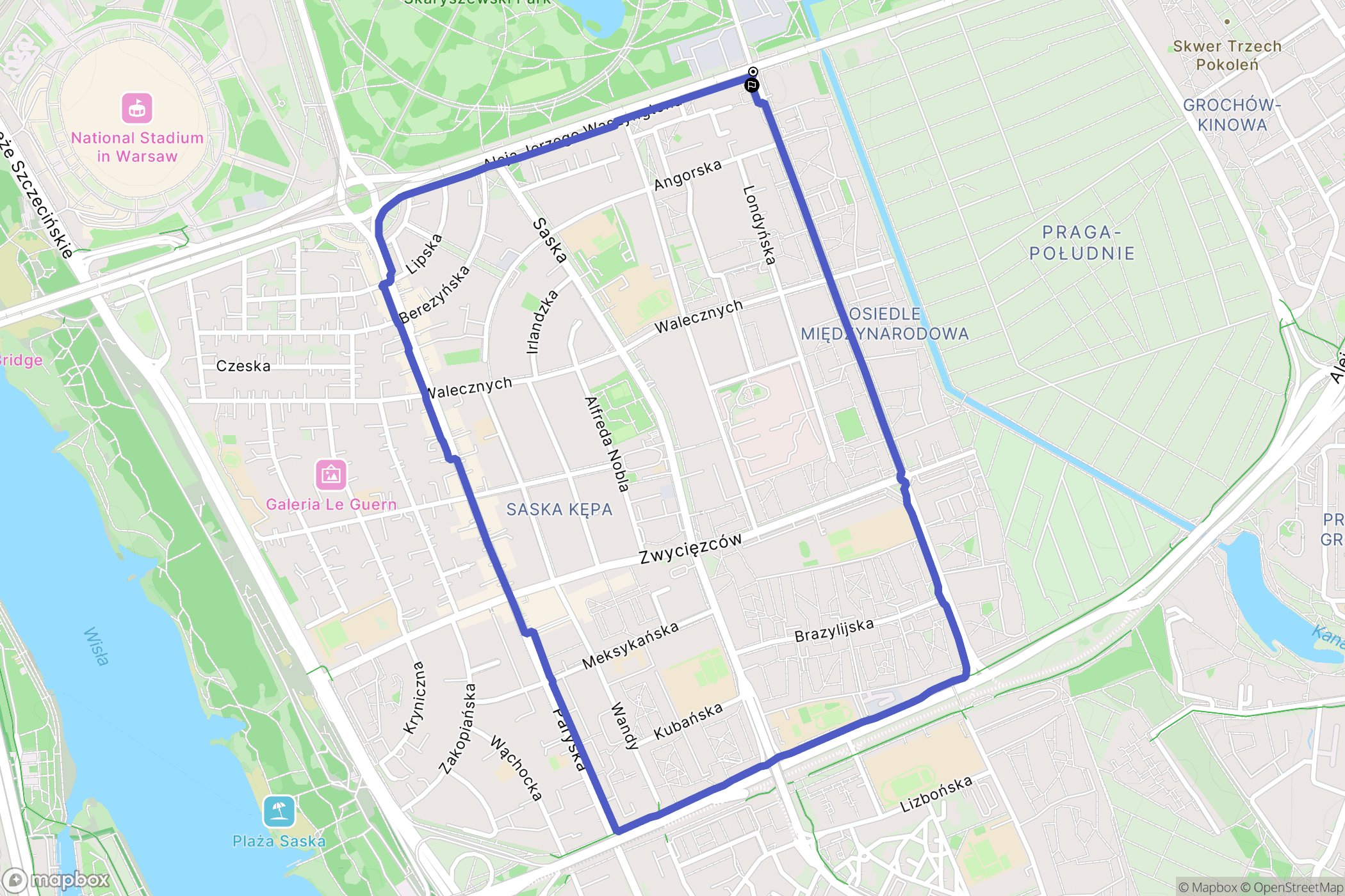 Warszawa: mapa trasy - Poland