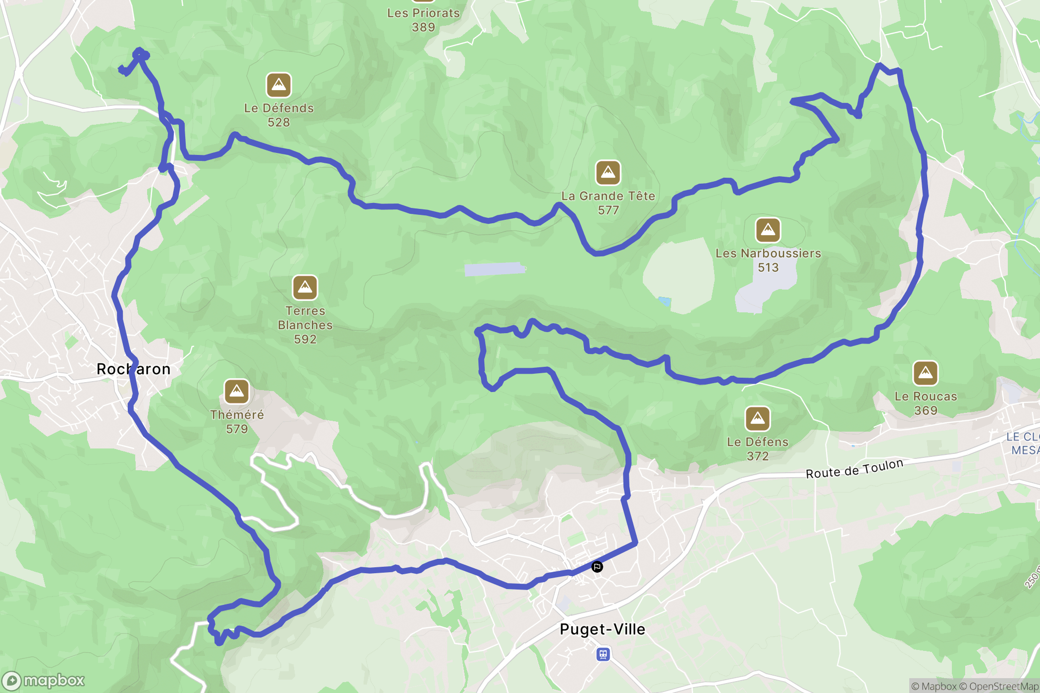 Puget-Ville : carte du parcours de randonnée - France
