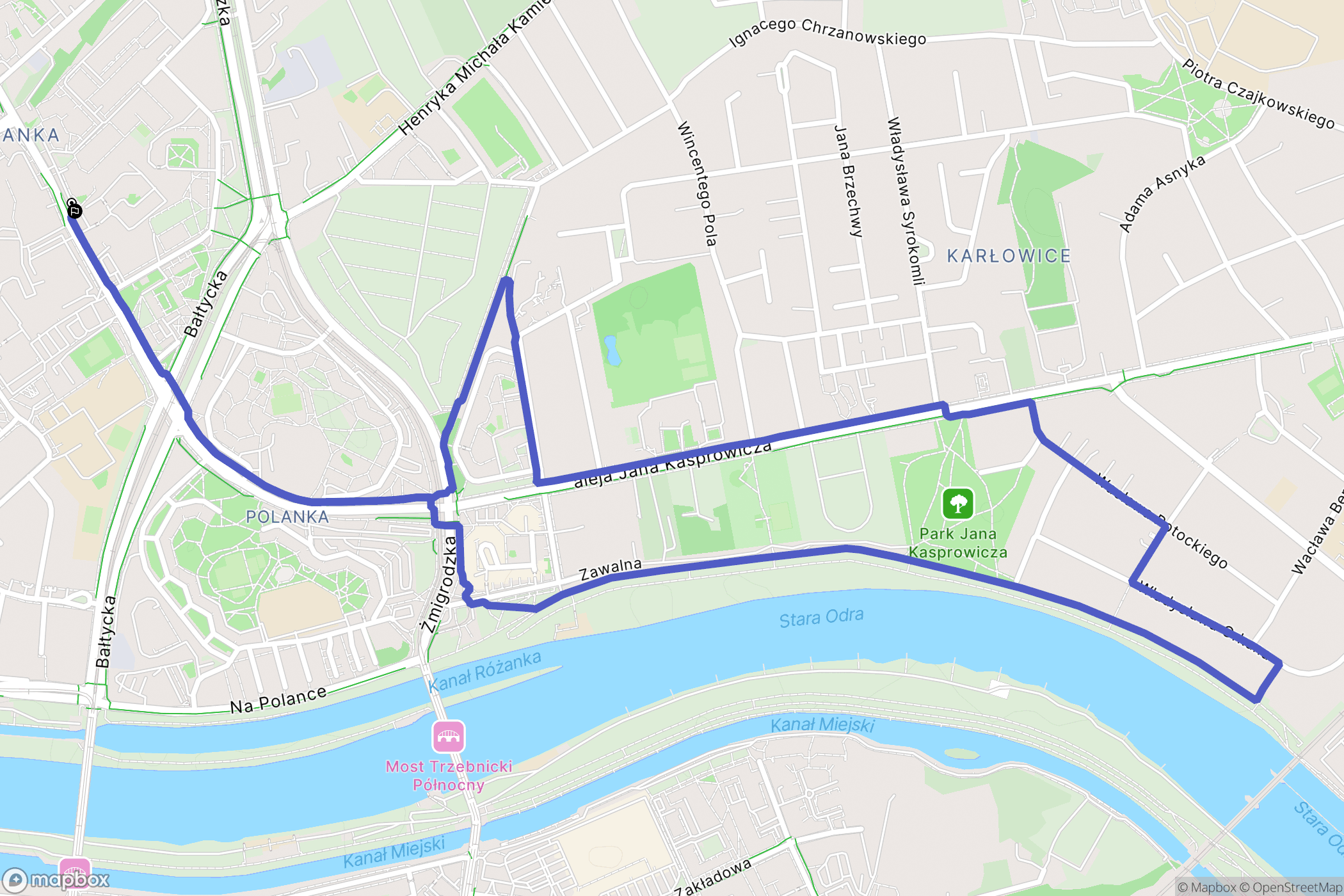 Wrocław: mapa trasy - Poland