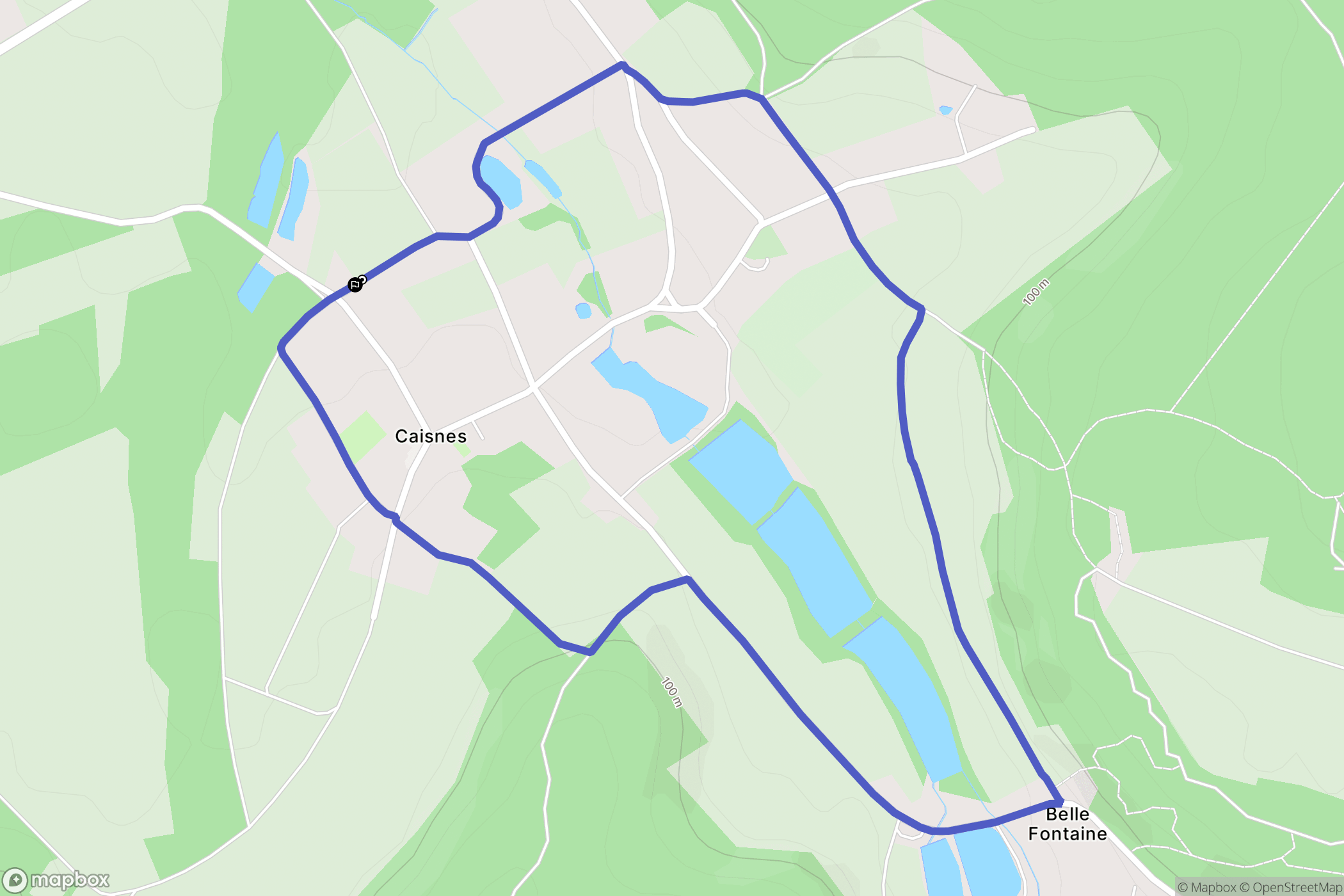 Caisnes : carte du parcours de randonnée - France