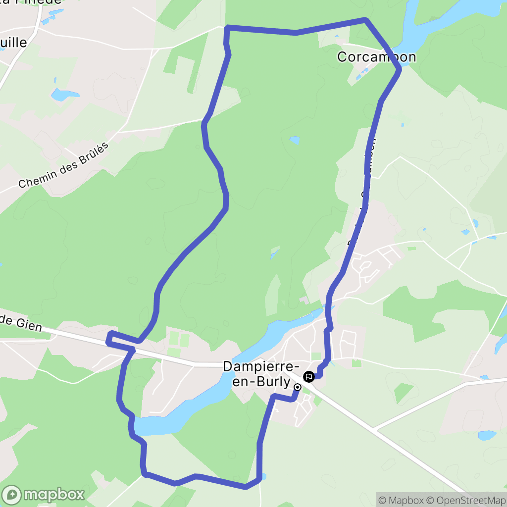 Dampierre-en-Burly : carte du parcours de randonnée - France