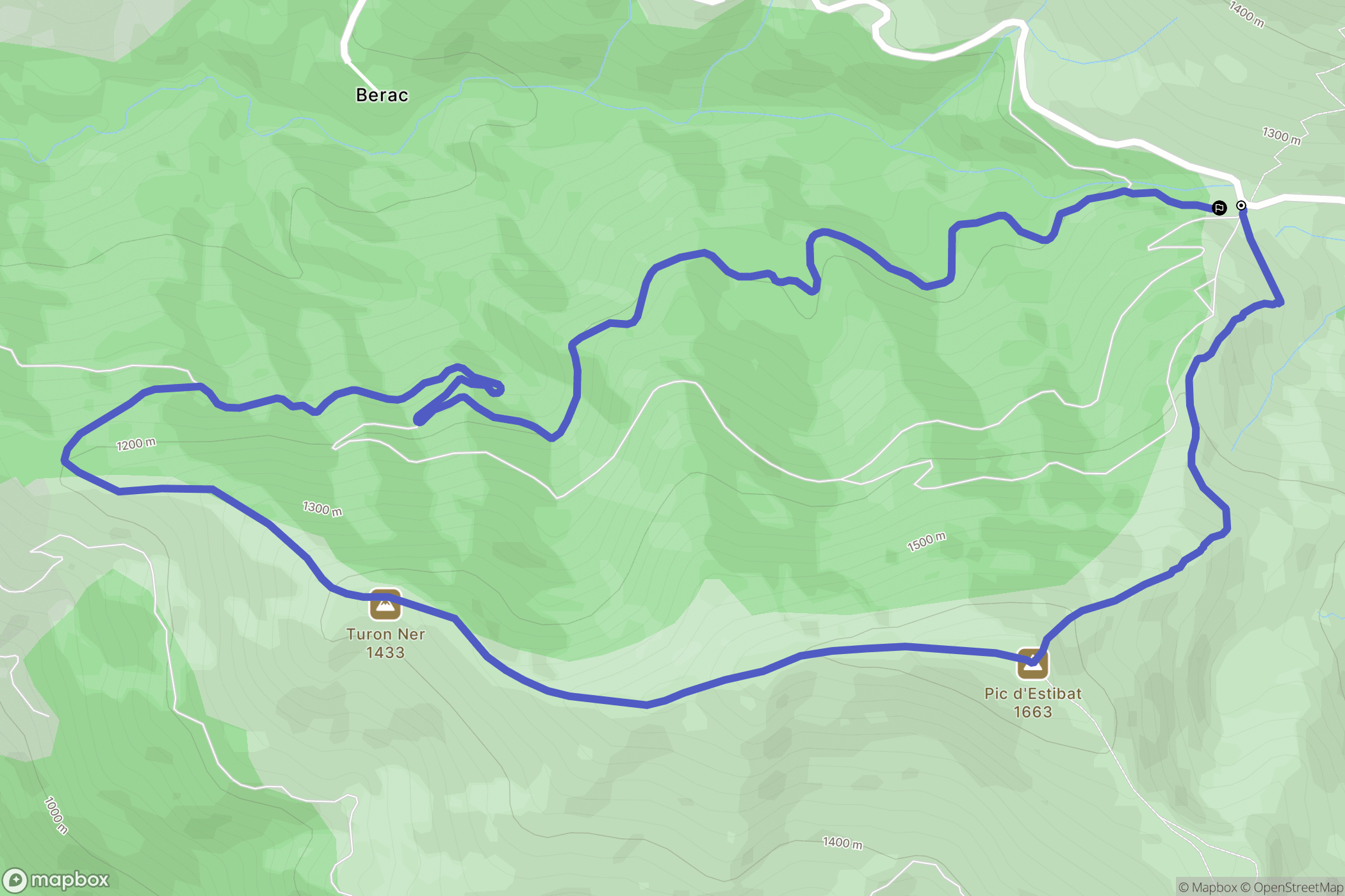 Saurat : carte du parcours de randonnée - France