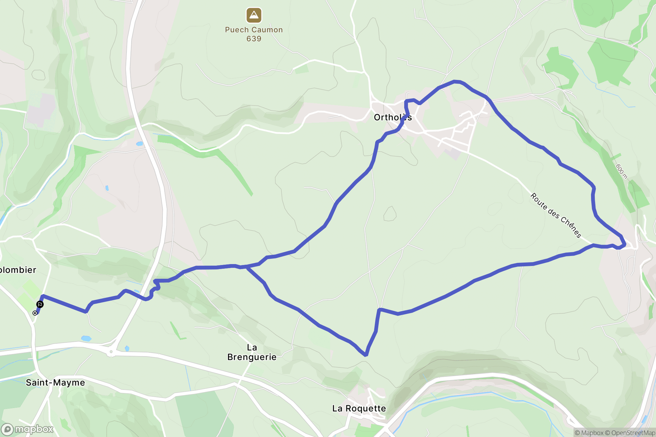 Onet-le-Château : carte du parcours de randonnée - France
