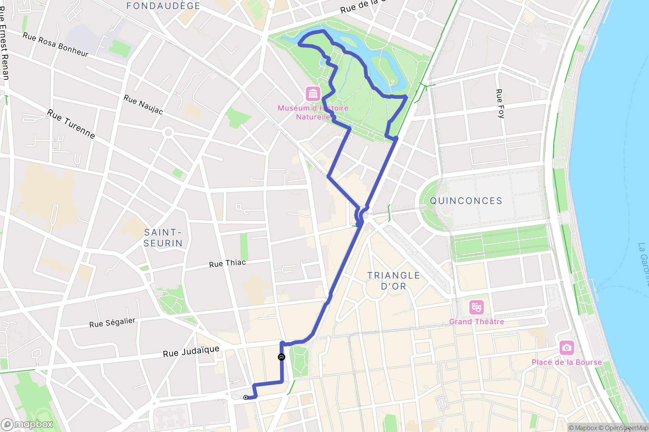 Bordeaux : carte du parcours de randonnée - France