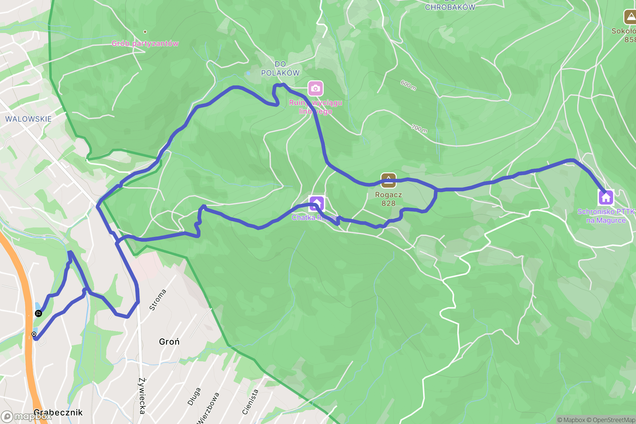 Wilkowice: mapa trasy - Poland