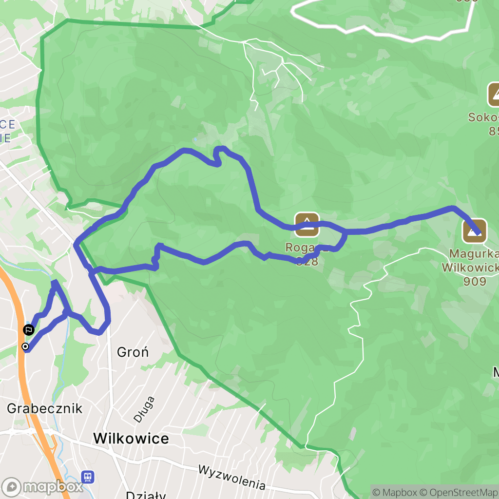 Wilkowice: mapa trasy - Poland