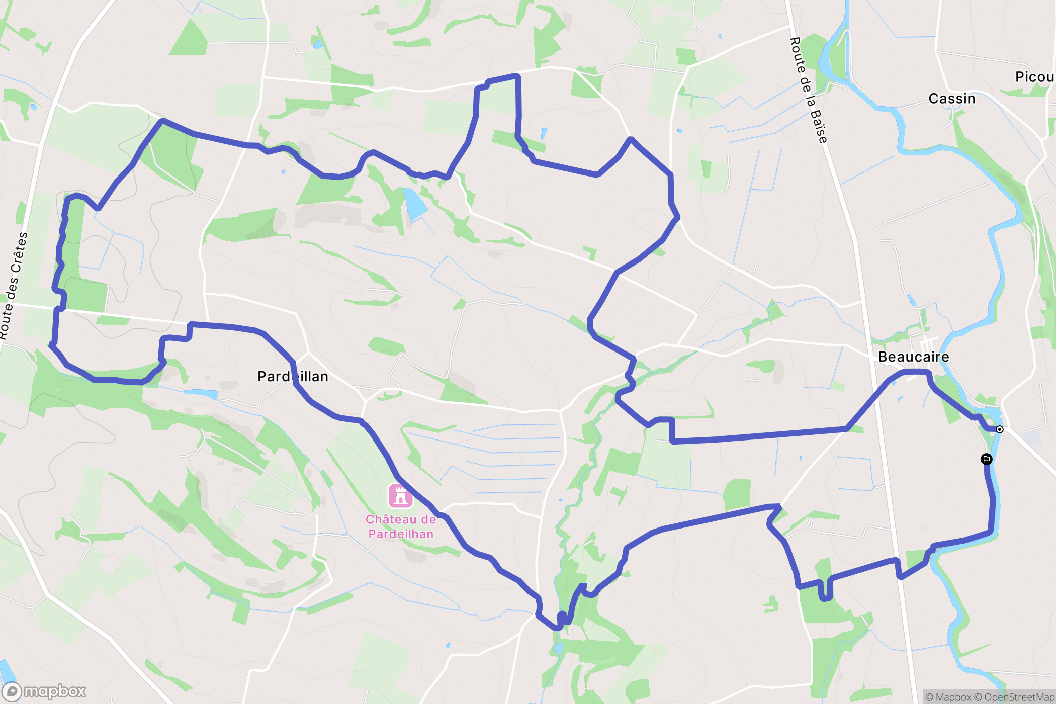 Beaucaire : carte du parcours de randonnée - France