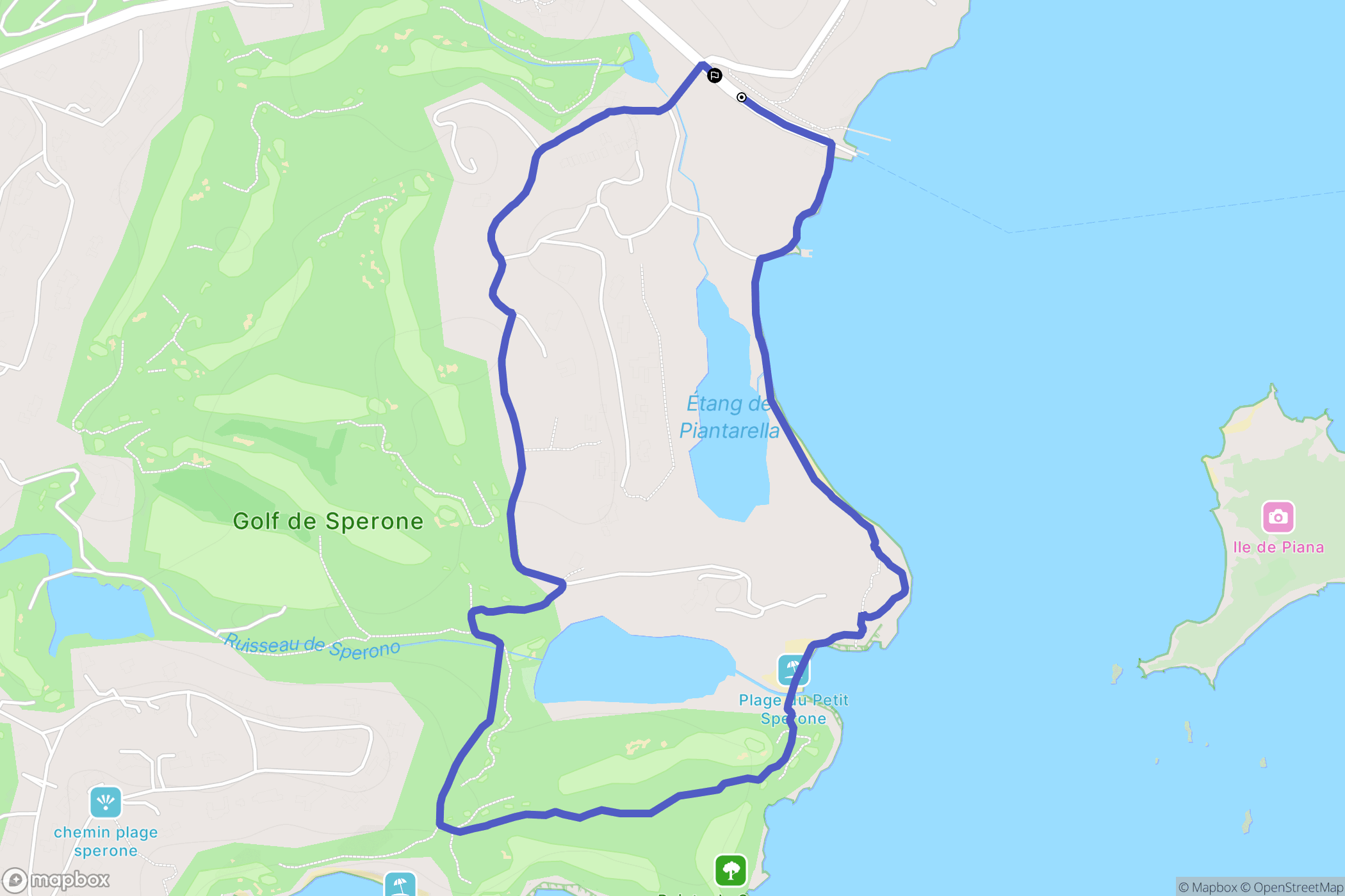 Bonifacio : carte du parcours de randonnée - France