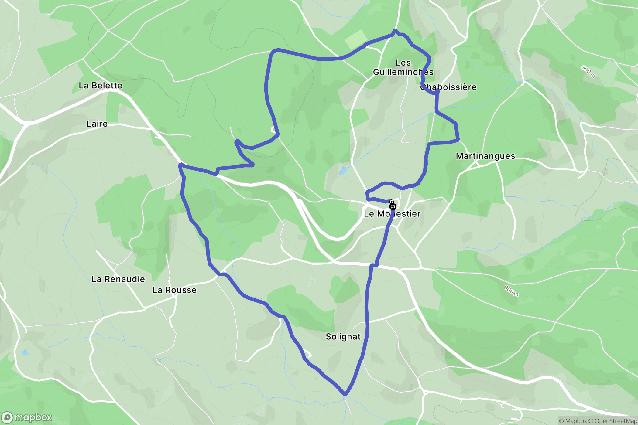 Le Monestier : carte du parcours de randonnée - France