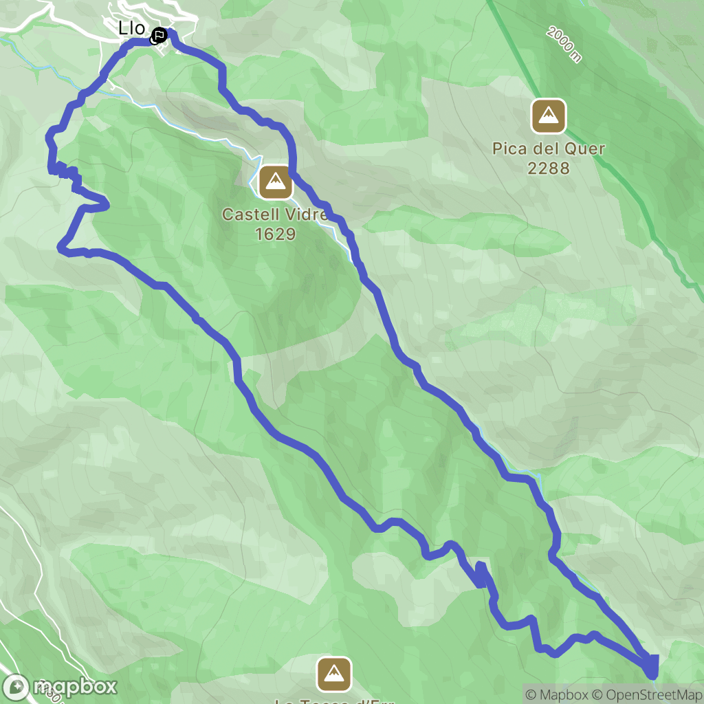 Llo : carte du parcours de randonnée - France