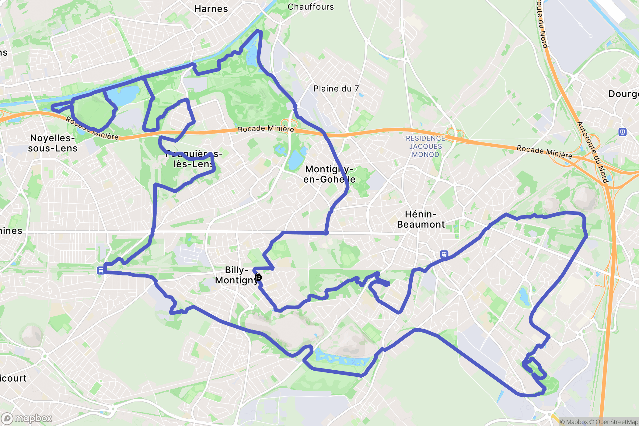 Billy-Montigny : carte du parcours de randonnée - France