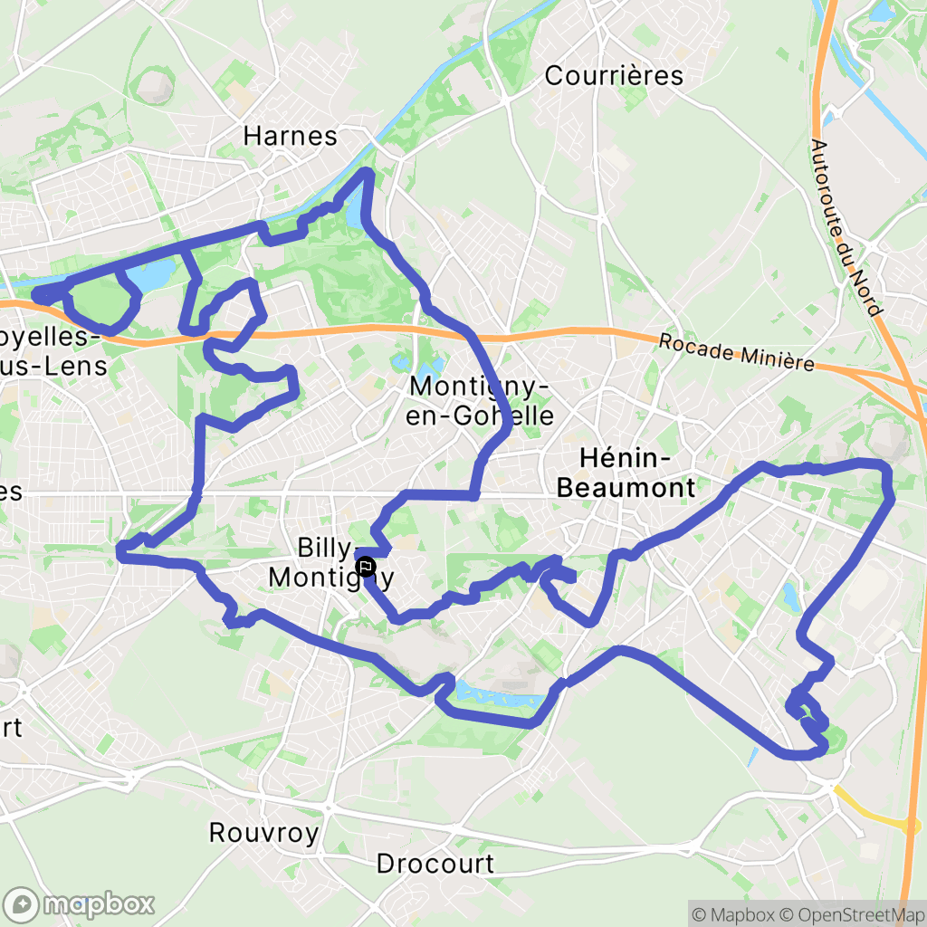 Billy-Montigny : carte du parcours de randonnée - France
