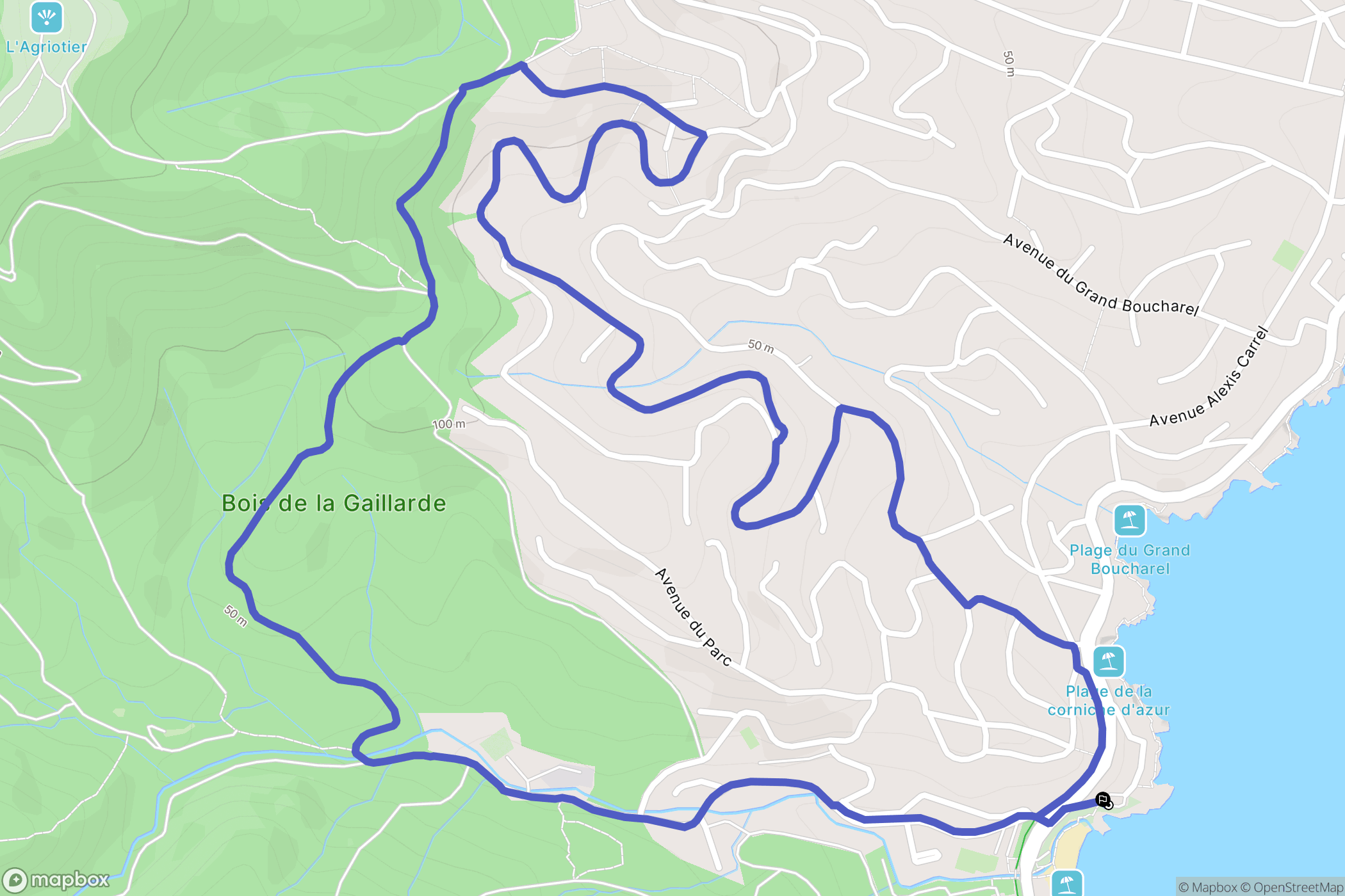 Fréjus : carte du parcours de randonnée - France
