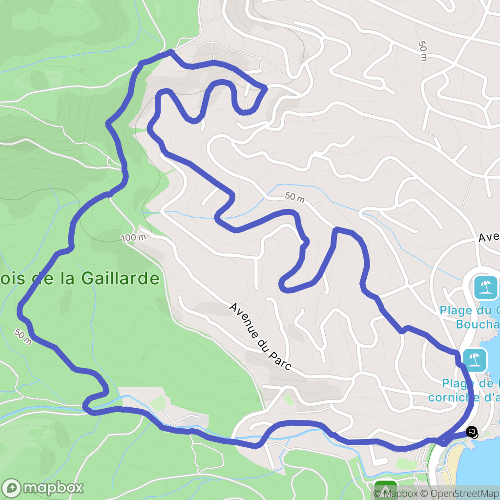 Fréjus : carte du parcours de randonnée - France