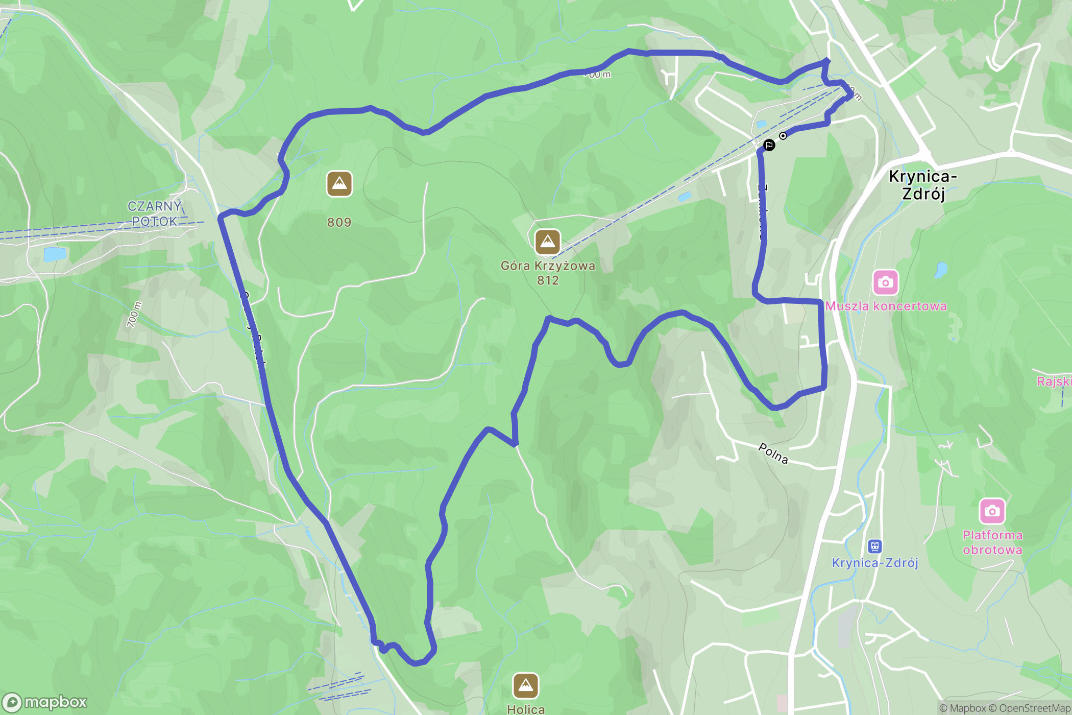 Krynica-Zdrój: mapa trasy - Poland