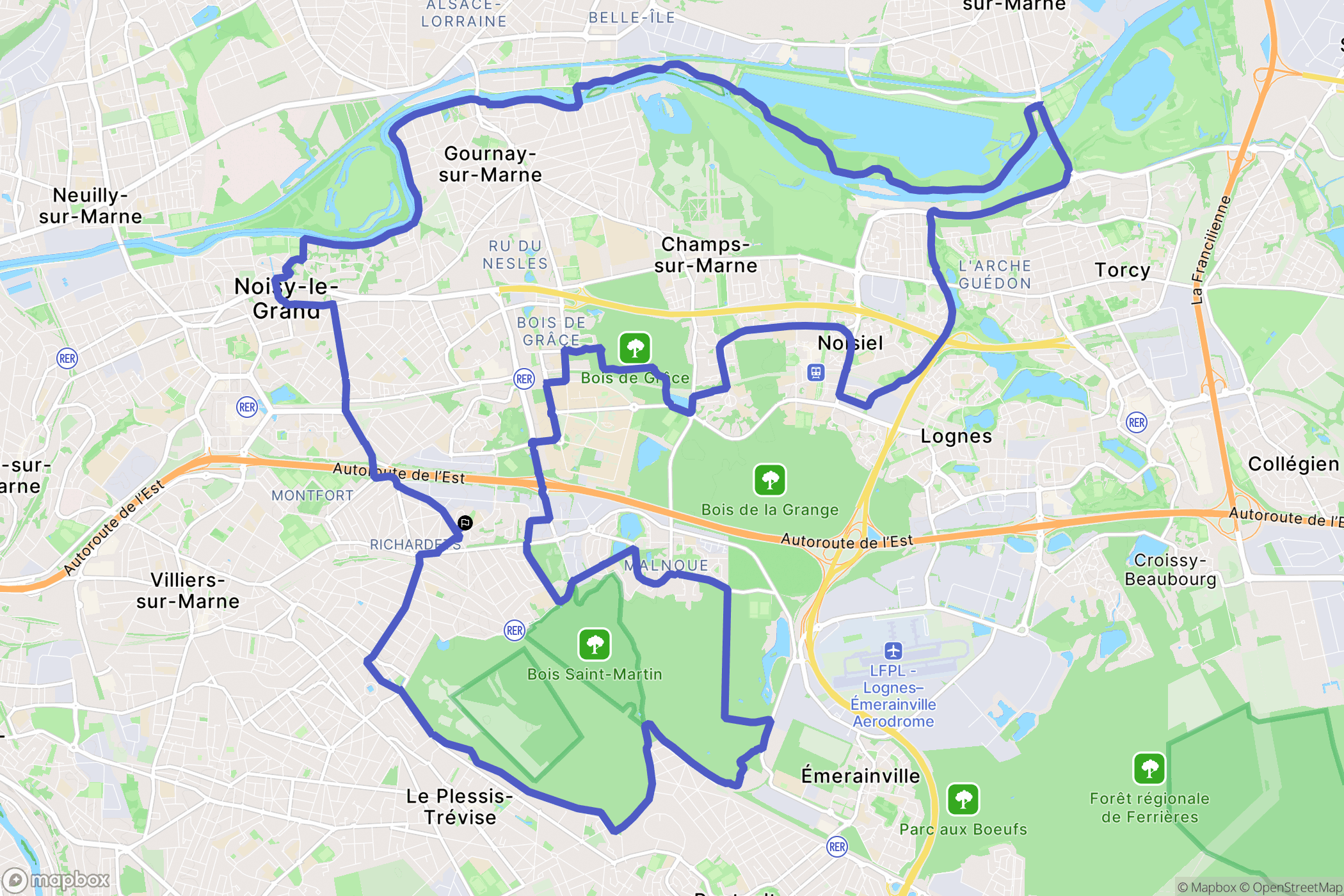 Noisy-le-Grand : carte du parcours de randonnée - France