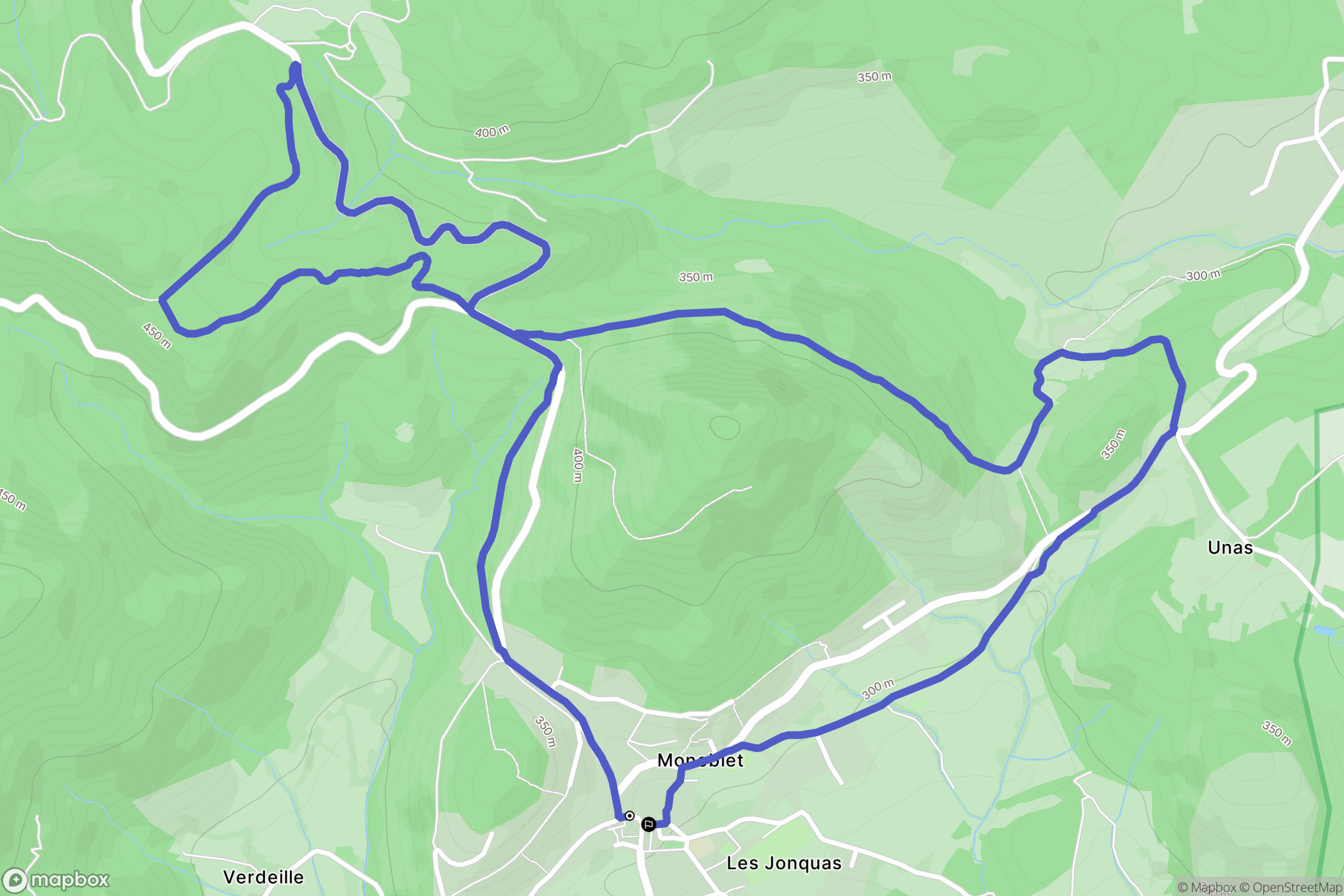 Monoblet : carte du parcours de randonnée - France