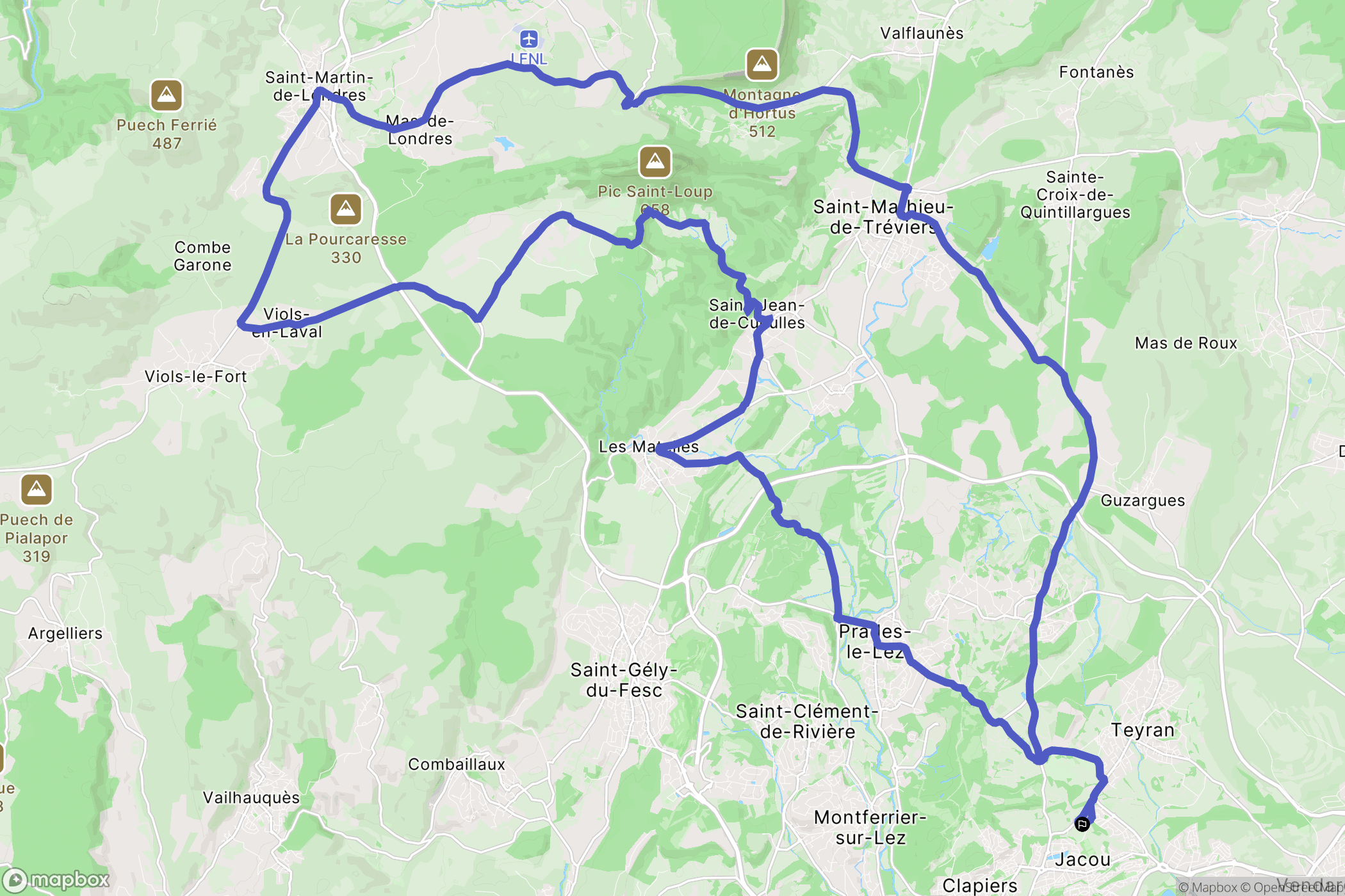 Jacou : carte du parcours de randonnée - France