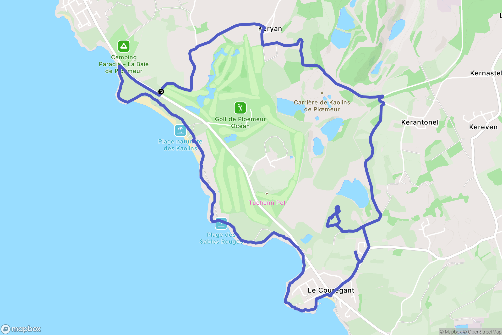 Ploemeur : carte du parcours de randonnée - France