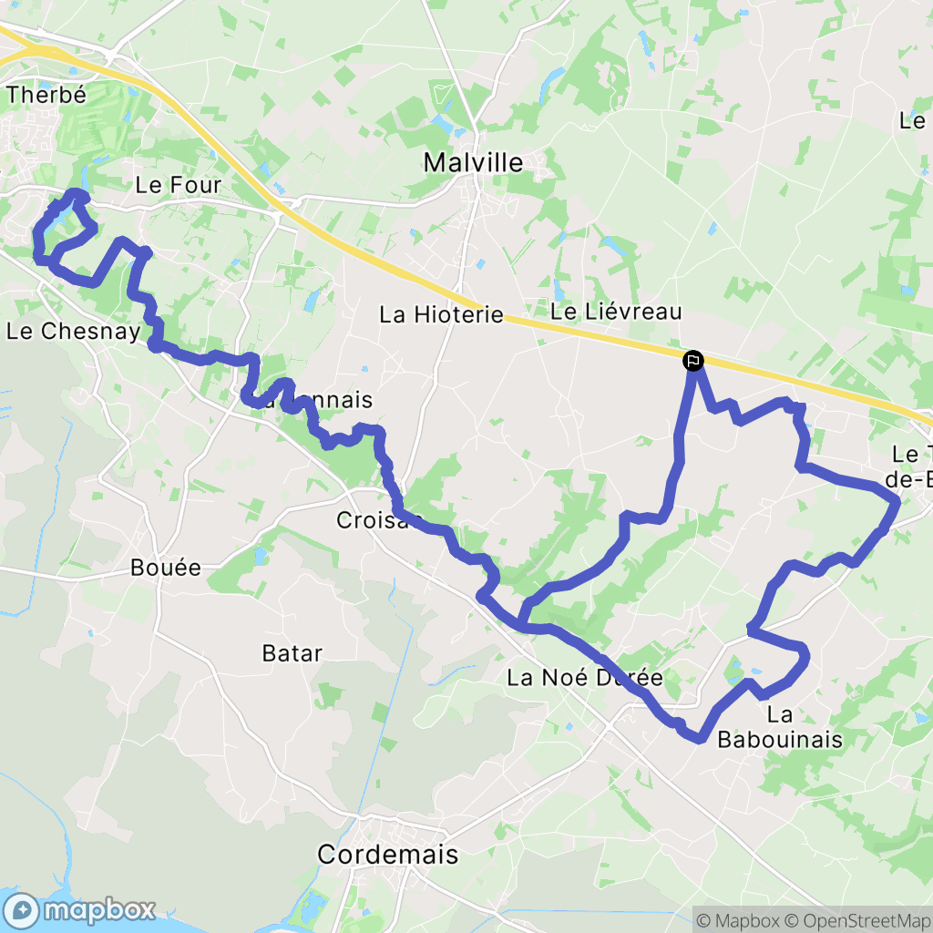 Malville : carte du parcours de randonnée - France