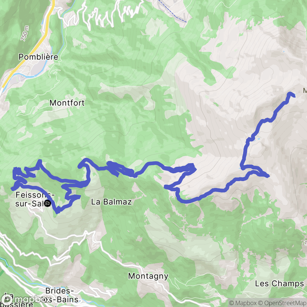 Feissons-sur-Salins : carte du parcours de randonnée - France