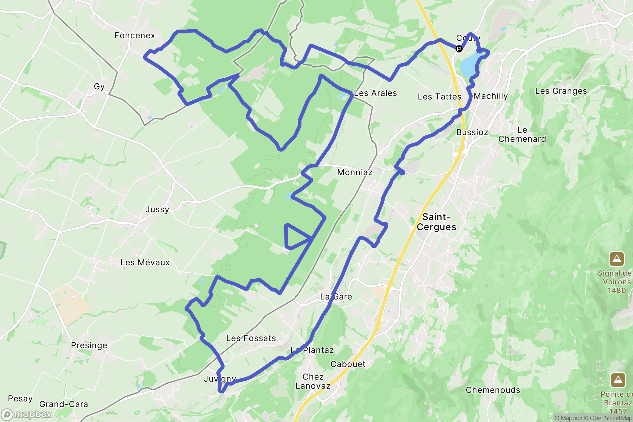 Machilly : carte du parcours de randonnée - France