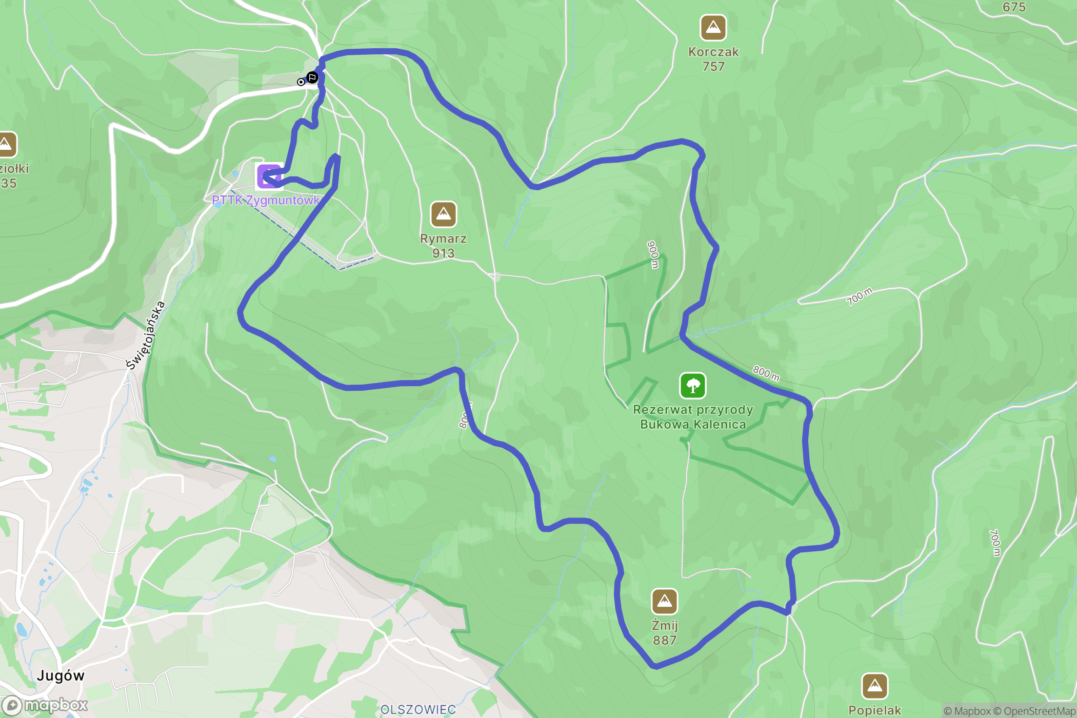 Jugów: mapa trasy - Poland