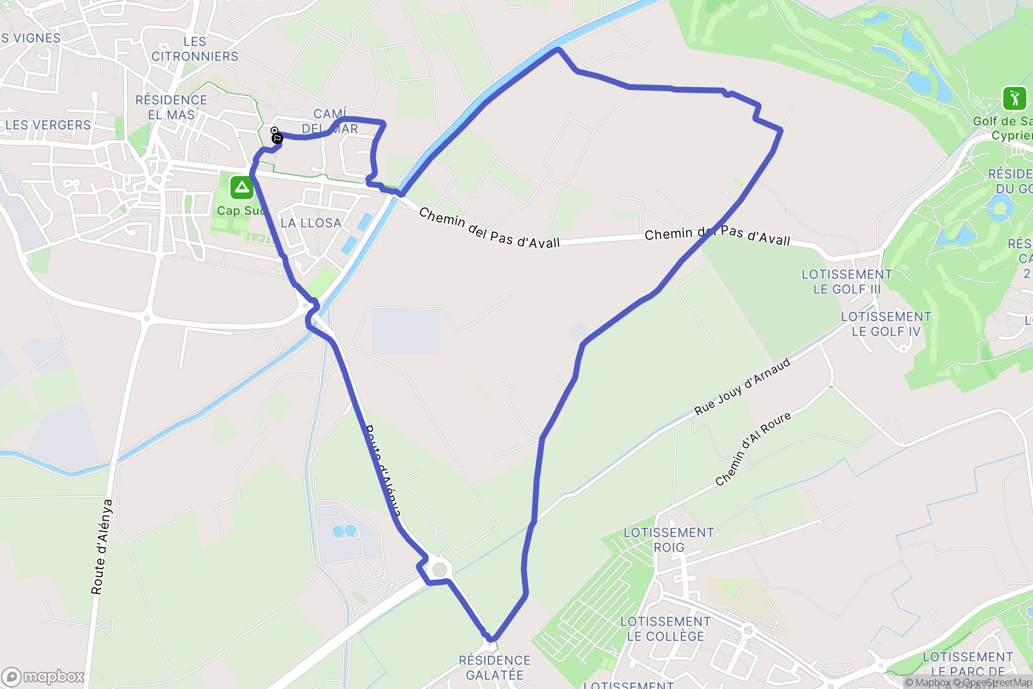 Alénya : carte du parcours de randonnée - France