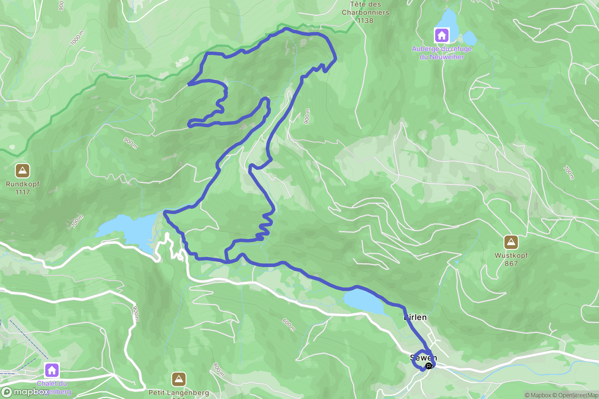 Sewen : carte du parcours de randonnée - France