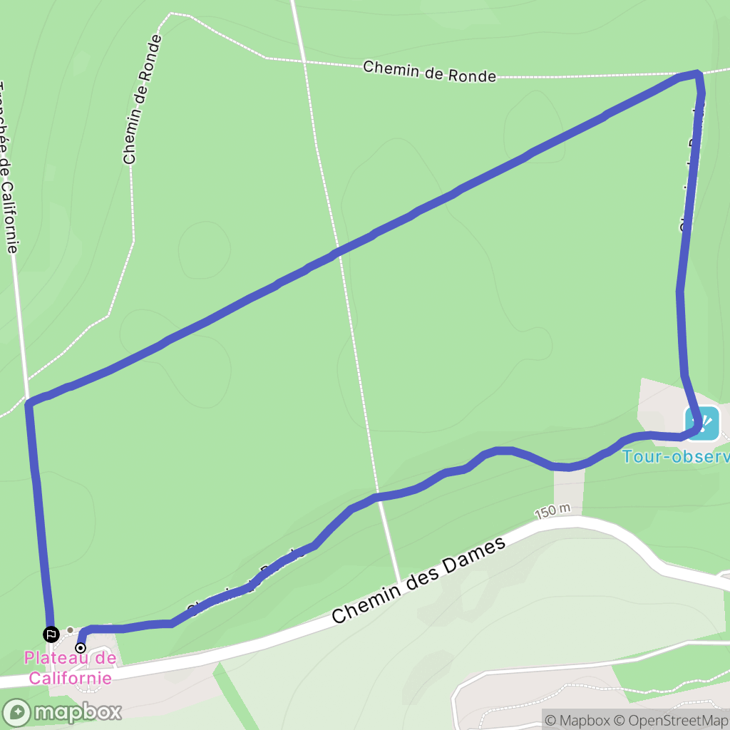 Craonne : carte du parcours de randonnée - France