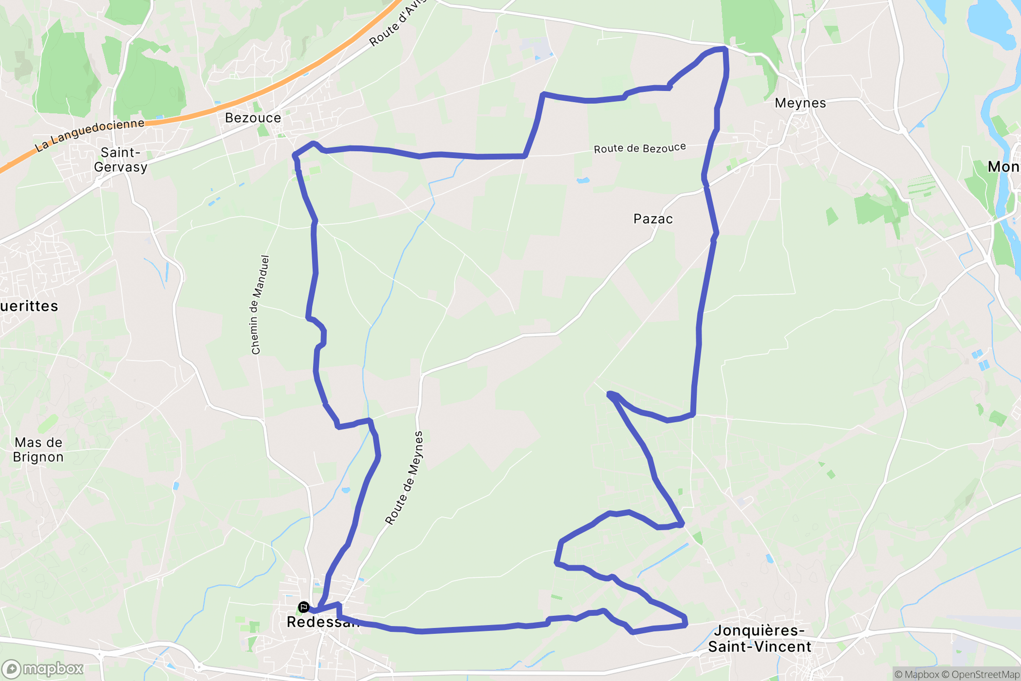Redessan : carte du parcours de randonnée - France