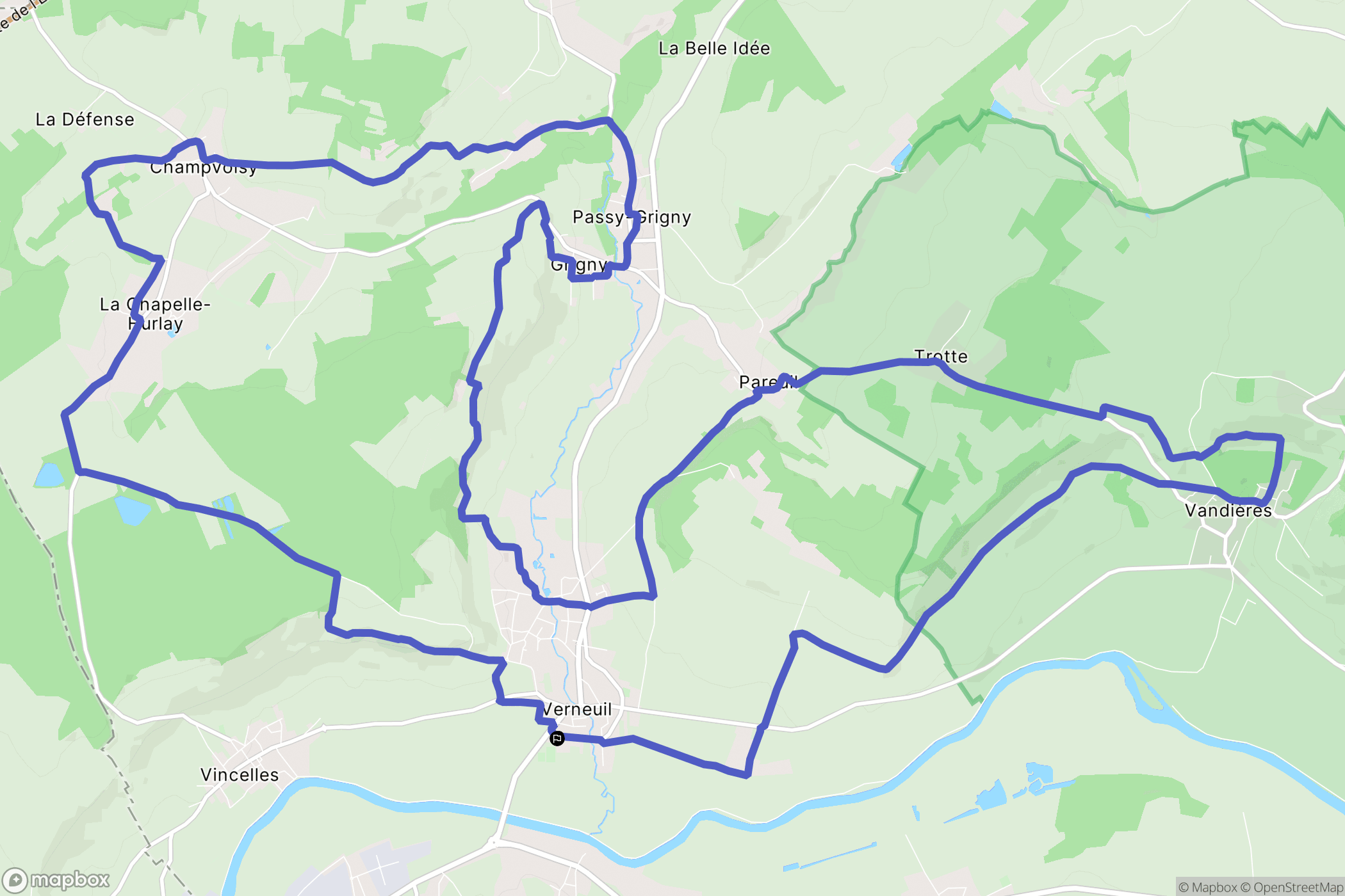 Verneuil : carte du parcours de randonnée - France