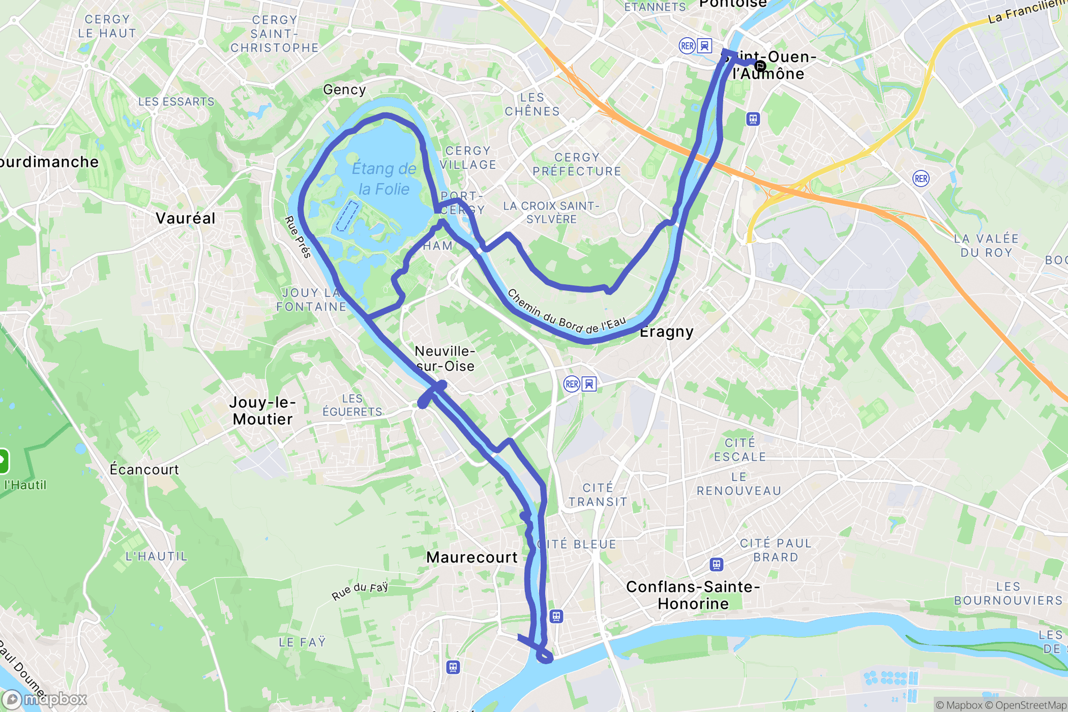Saint-Ouen-l'Aumône : carte du parcours de randonnée - France